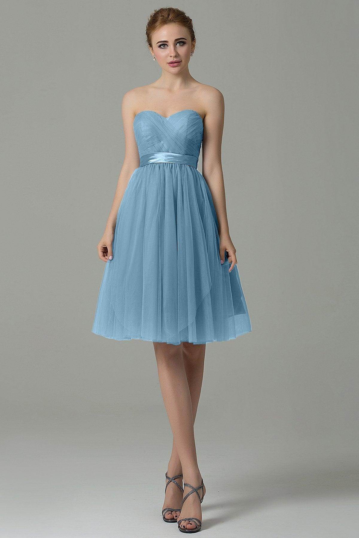 A-Line Knee Length Tulle Bridesmaid Dress COZM15016 - COCOMELODY