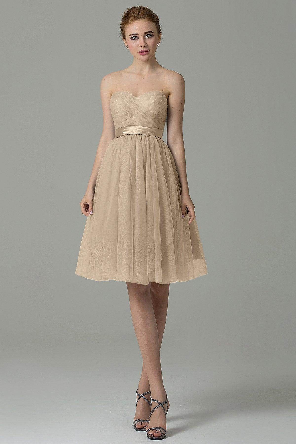 A-Line Knee Length Tulle Bridesmaid Dress COZM15016 - COCOMELODY