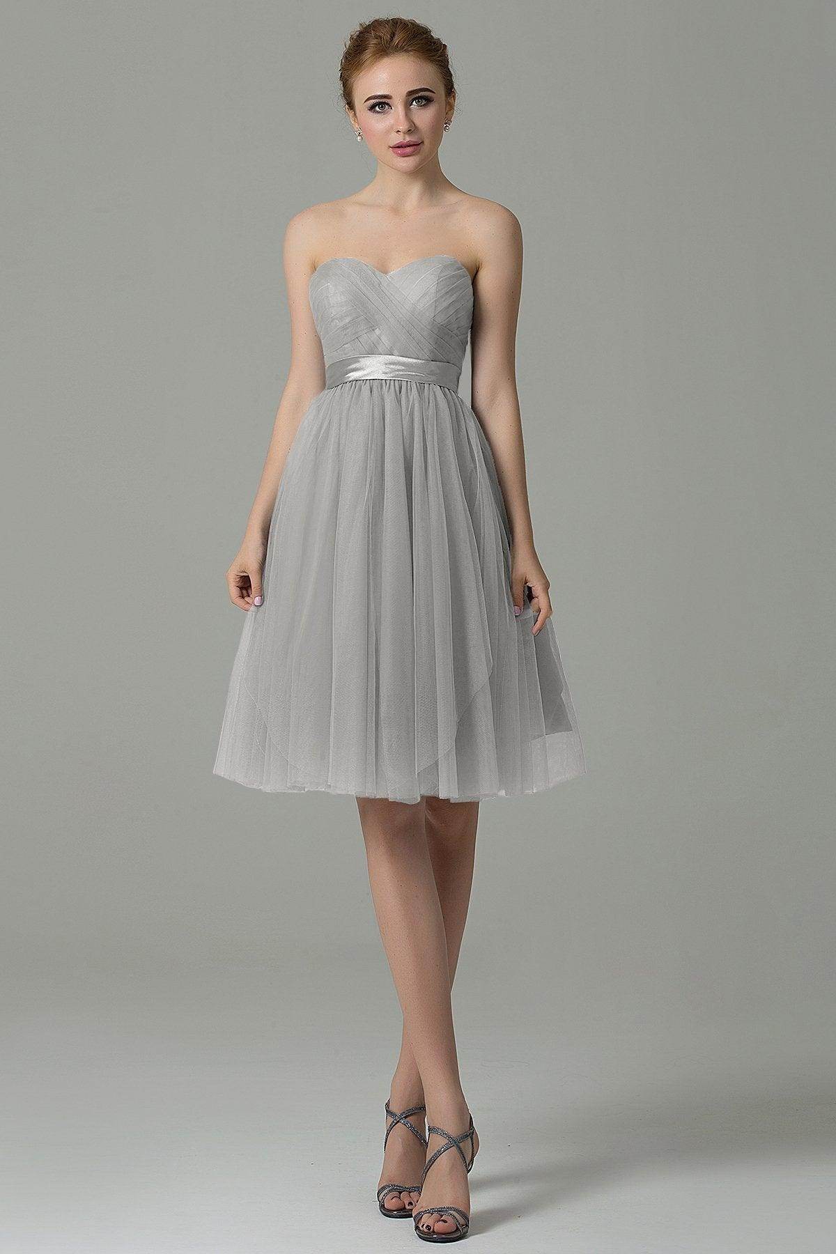 A-Line Knee Length Tulle Bridesmaid Dress COZM15016 - COCOMELODY