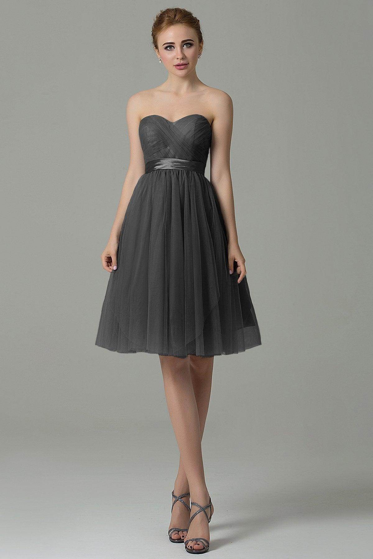 A-Line Knee Length Tulle Bridesmaid Dress COZM15016 - COCOMELODY