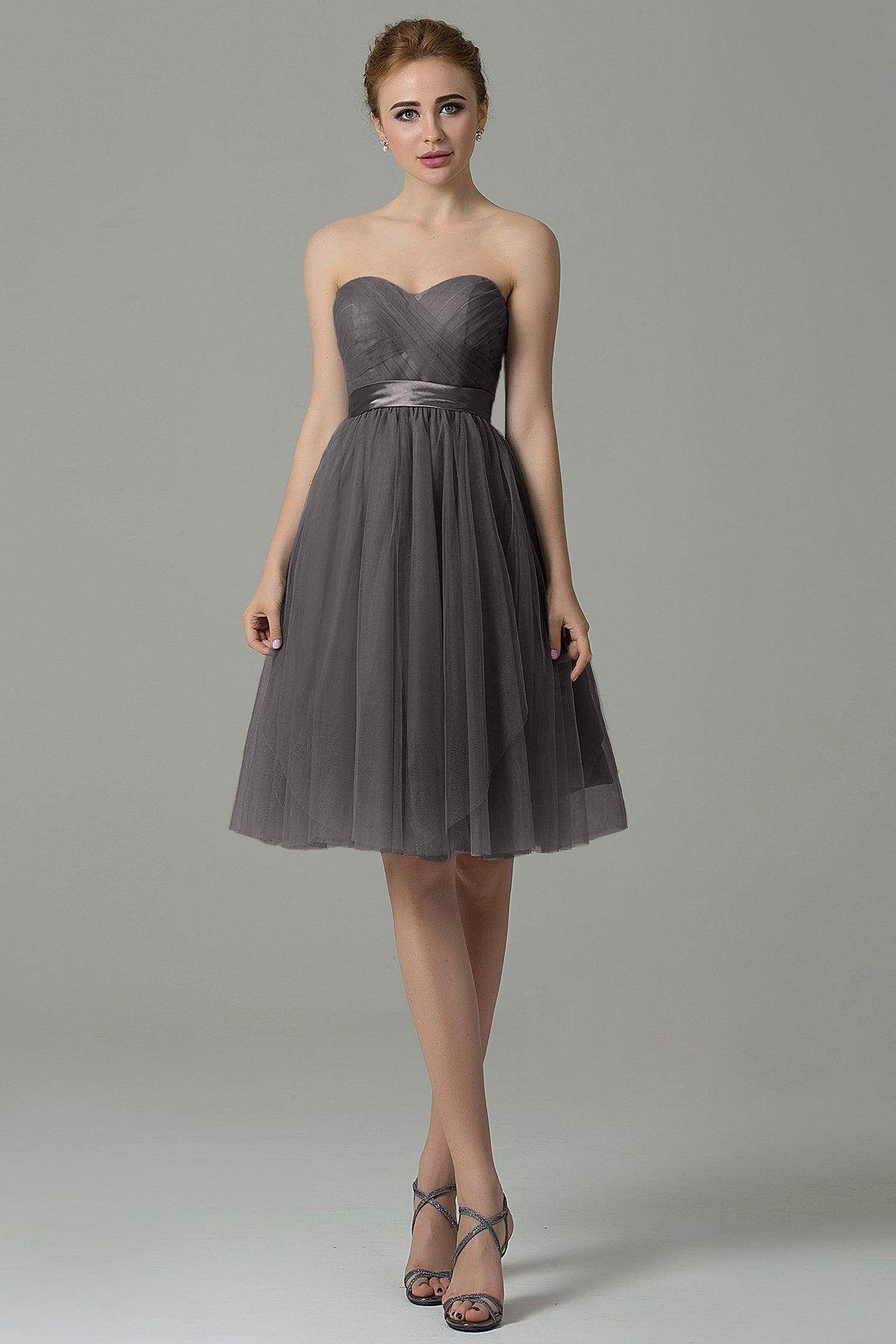 A-Line Knee Length Tulle Bridesmaid Dress COZM15016 - COCOMELODY