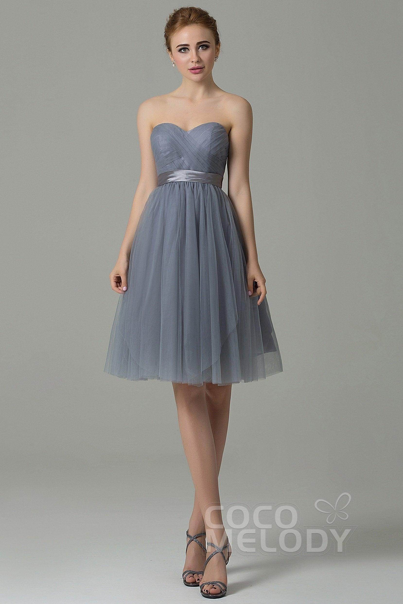 A-Line Knee Length Tulle Bridesmaid Dress COZM15016 - COCOMELODY