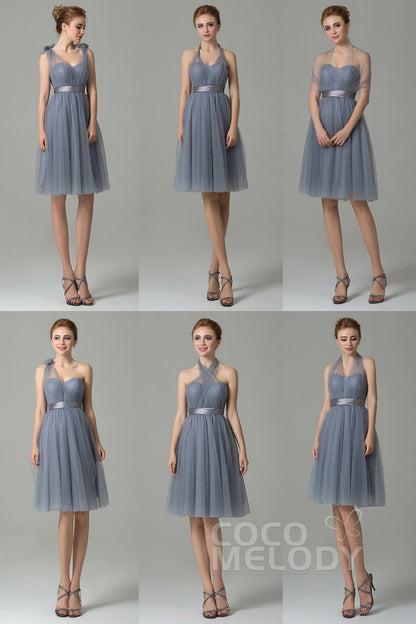 A-Line Knee Length Tulle Bridesmaid Dress COZM15016