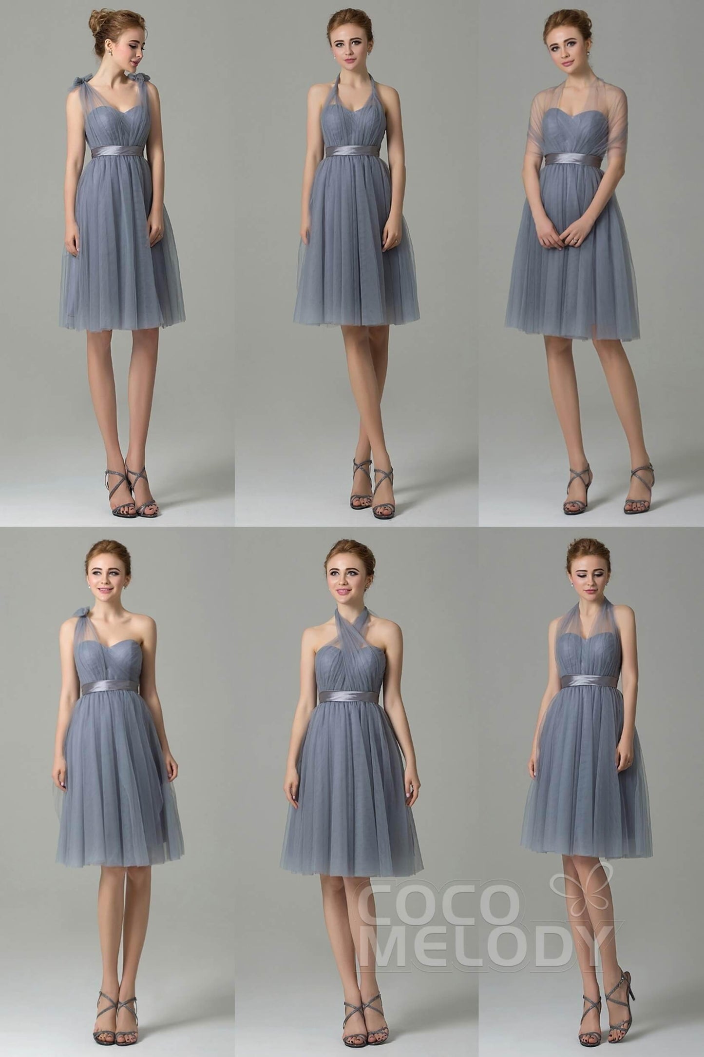 A-Line Knee Length Tulle Bridesmaid Dress COZM15016 - COCOMELODY