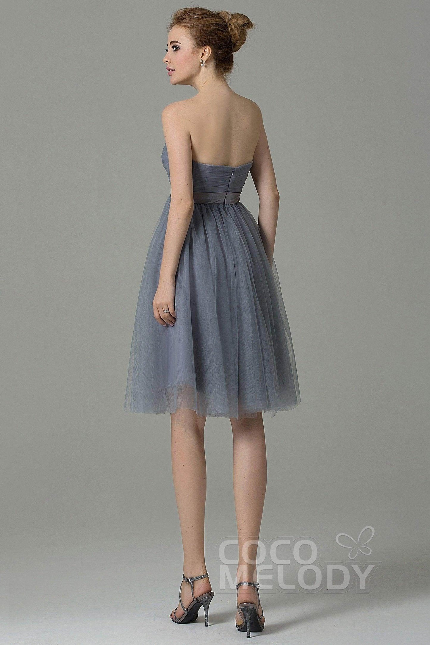 A-Line Knee Length Tulle Bridesmaid Dress COZM15016 - COCOMELODY