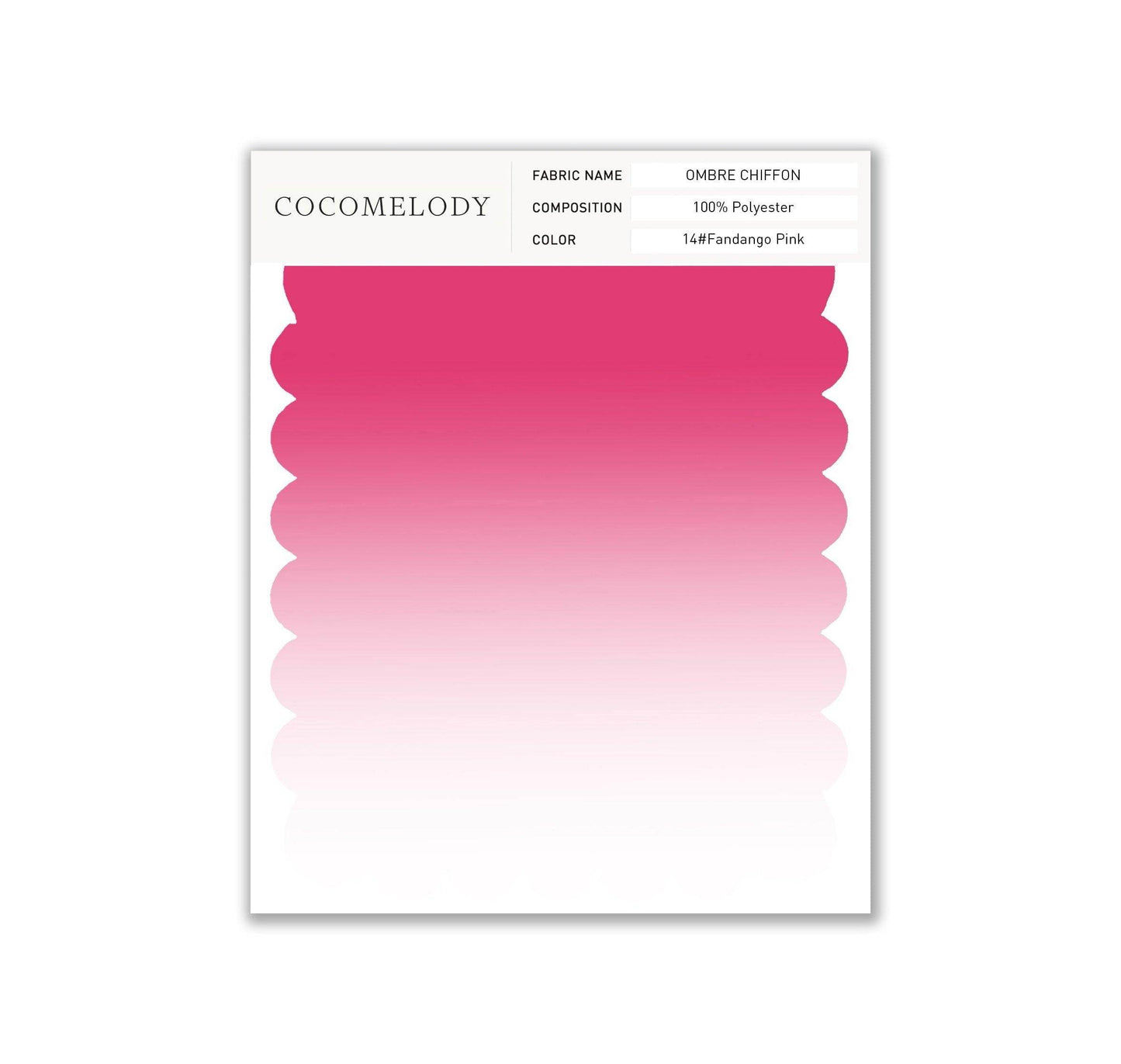 Ombre Chiffon Fabric Swatch in Single Color SWCR17001 - COCOMELODY