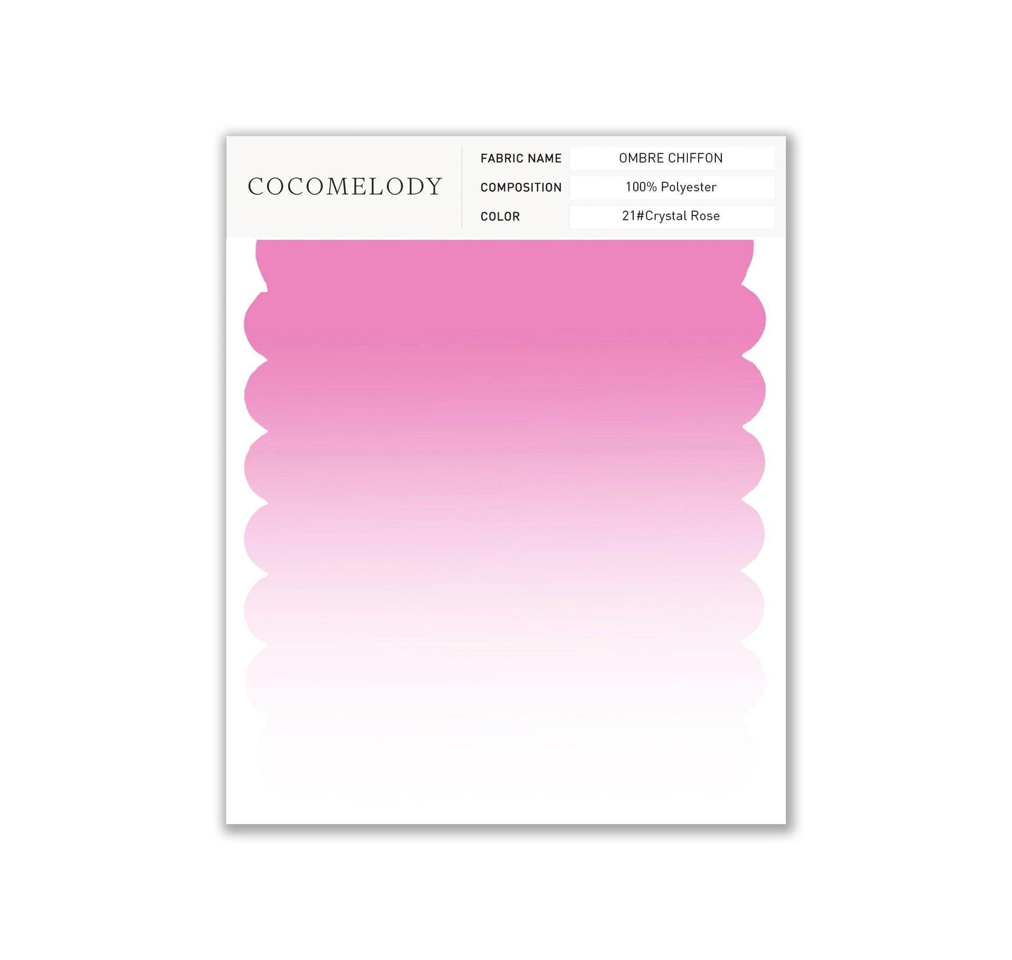 Ombre Chiffon Fabric Swatch in Single Color SWCR17001 - COCOMELODY