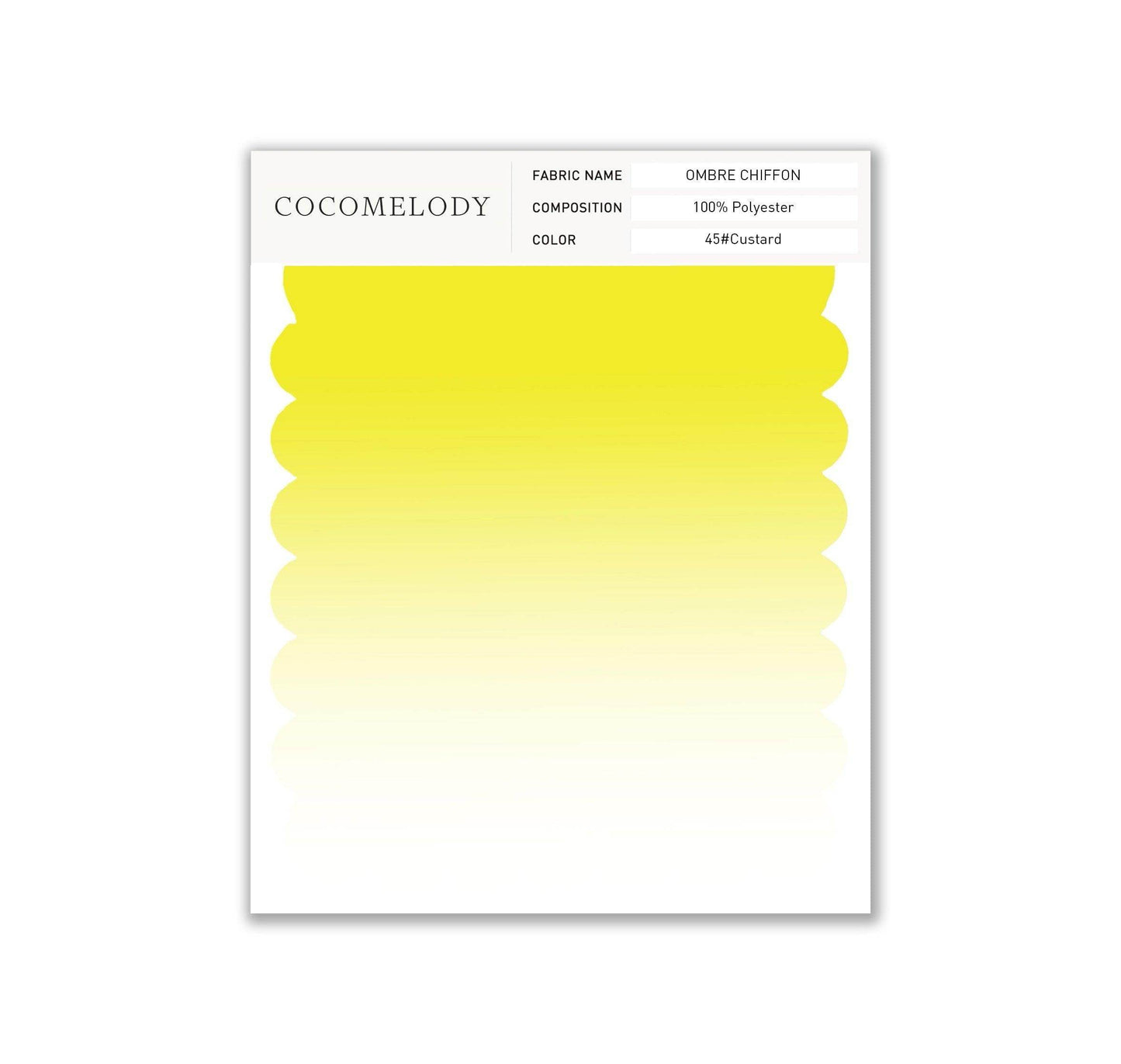 Ombre Chiffon Fabric Swatch in Single Color SWCR17001 - COCOMELODY
