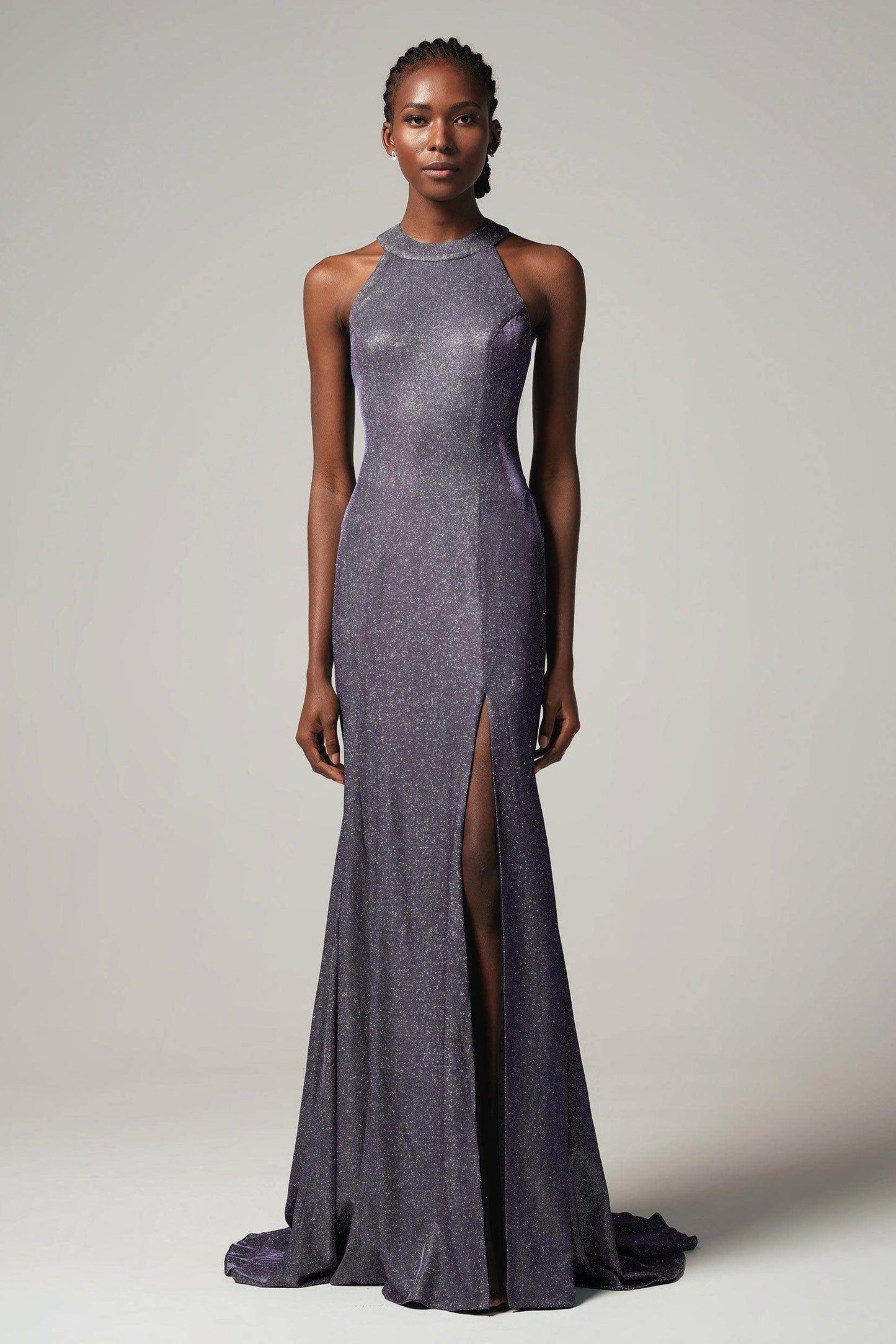 Sheath-Column Floor Length Gold Dusting Fabric Dress CS0262 - COCOMELODY