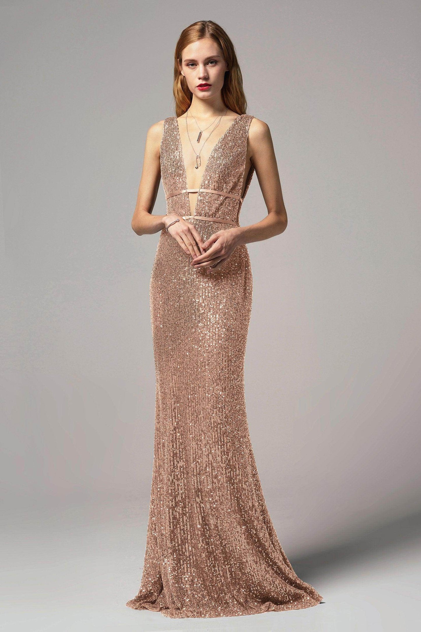 Trumpet-Mermaid Floor Length Sequined Dress CS0267 - COCOMELODY