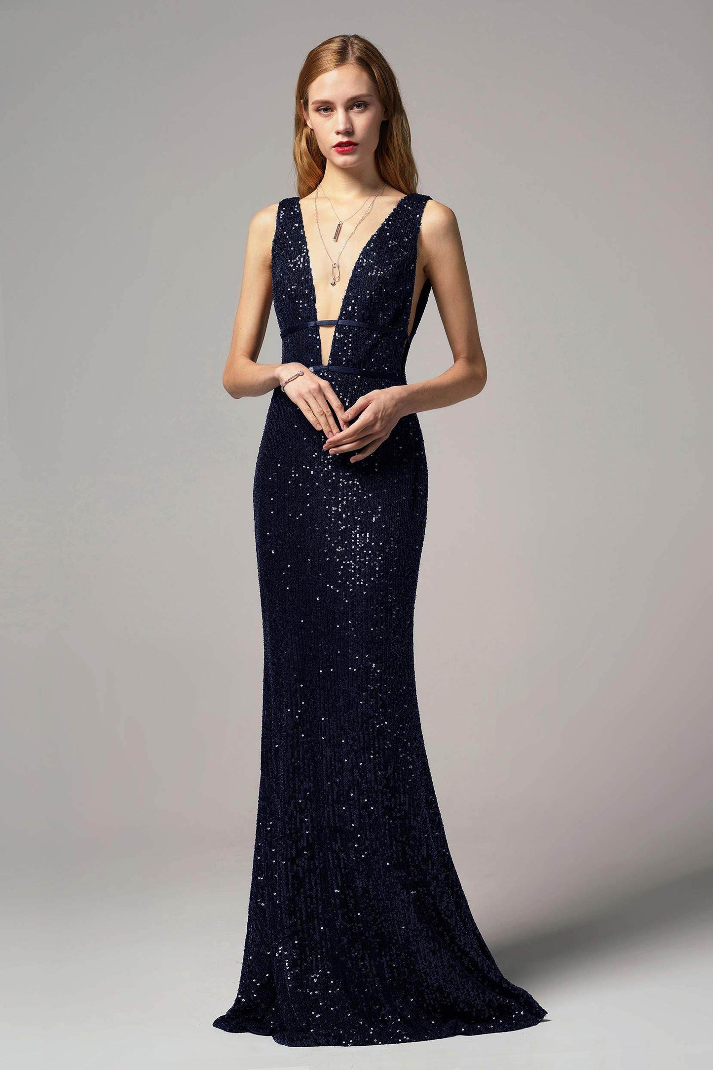 Trumpet-Mermaid Floor Length Sequined Dress CS0267 - COCOMELODY