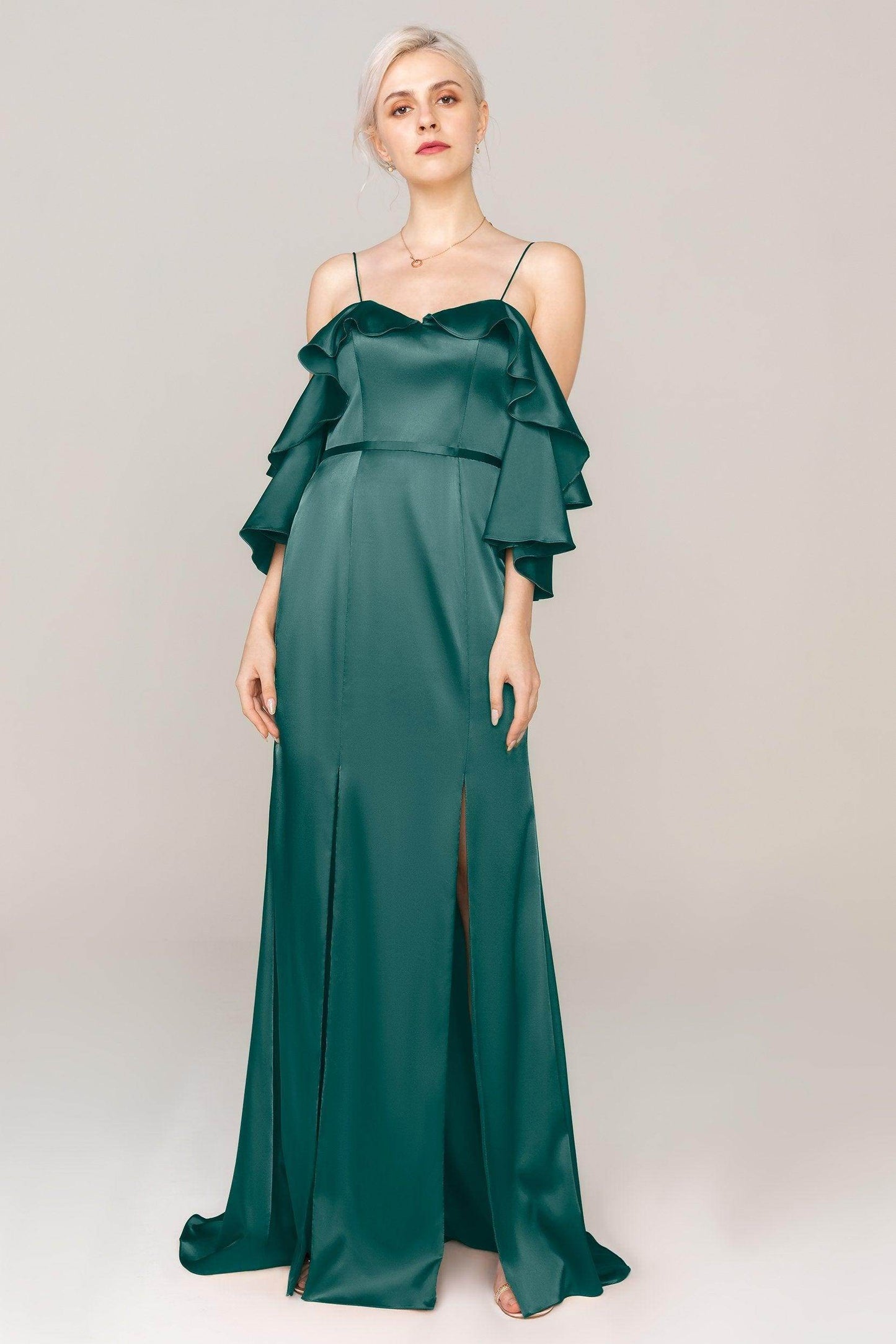 Sheath Sweep Train Luxe Satin Dress CS0310 - COCOMELODY