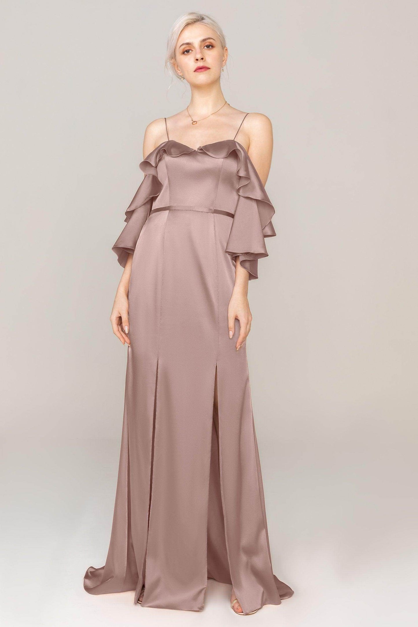 Sheath Sweep Train Luxe Satin Dress CS0310 - COCOMELODY