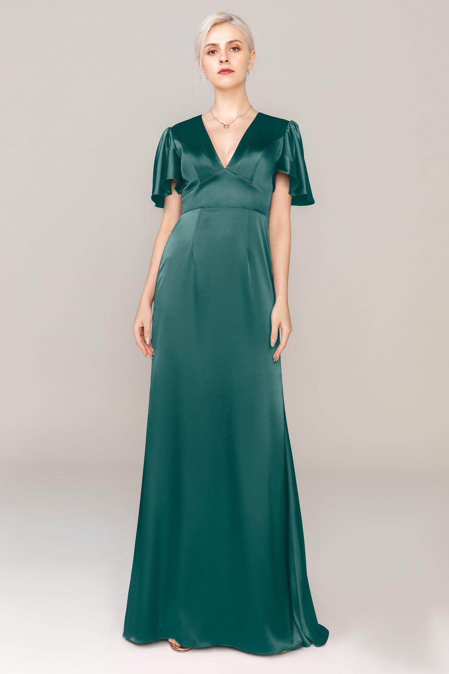 Sheath Sweep Train Luxe Satin Dress CS0312 - COCOMELODY