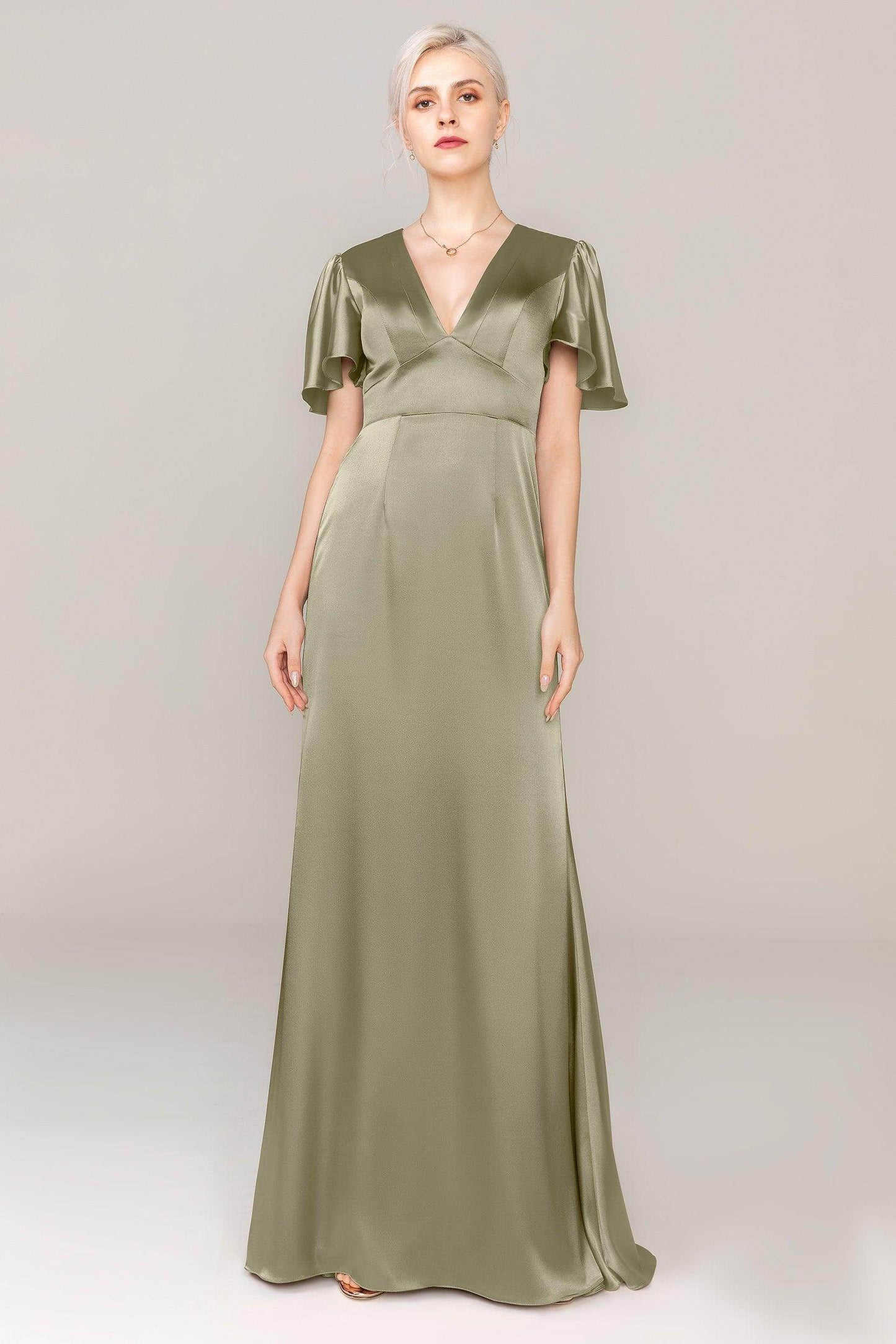 Sheath Sweep Train Luxe Satin Dress CS0312 - COCOMELODY