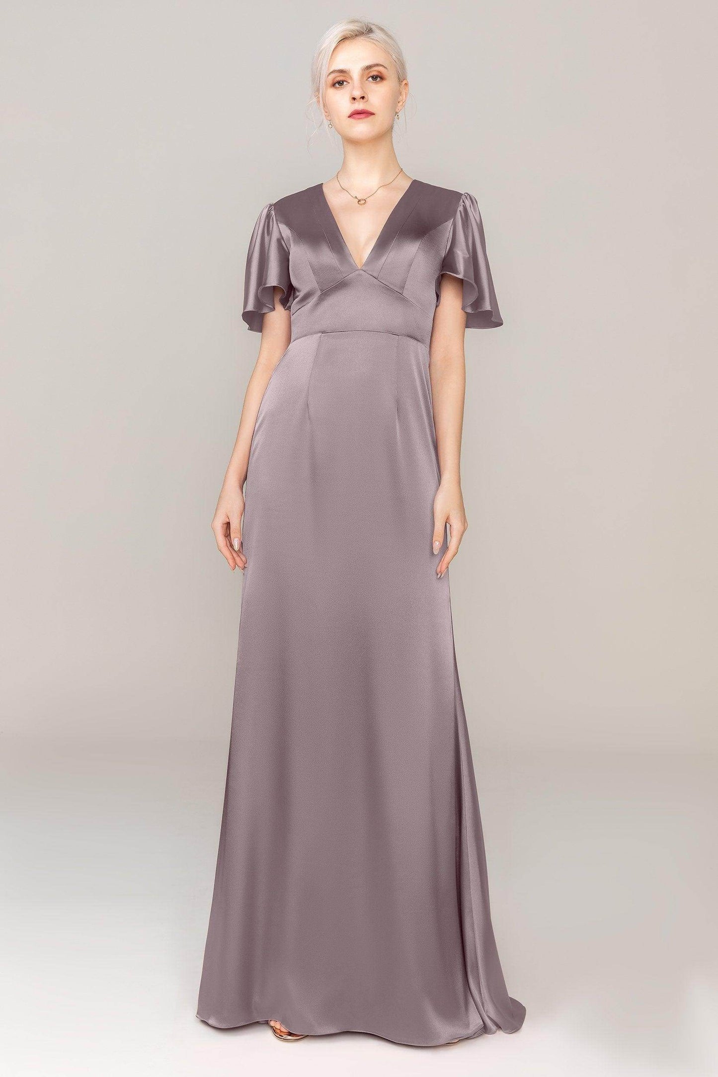Sheath Sweep Train Luxe Satin Dress CS0312 - COCOMELODY