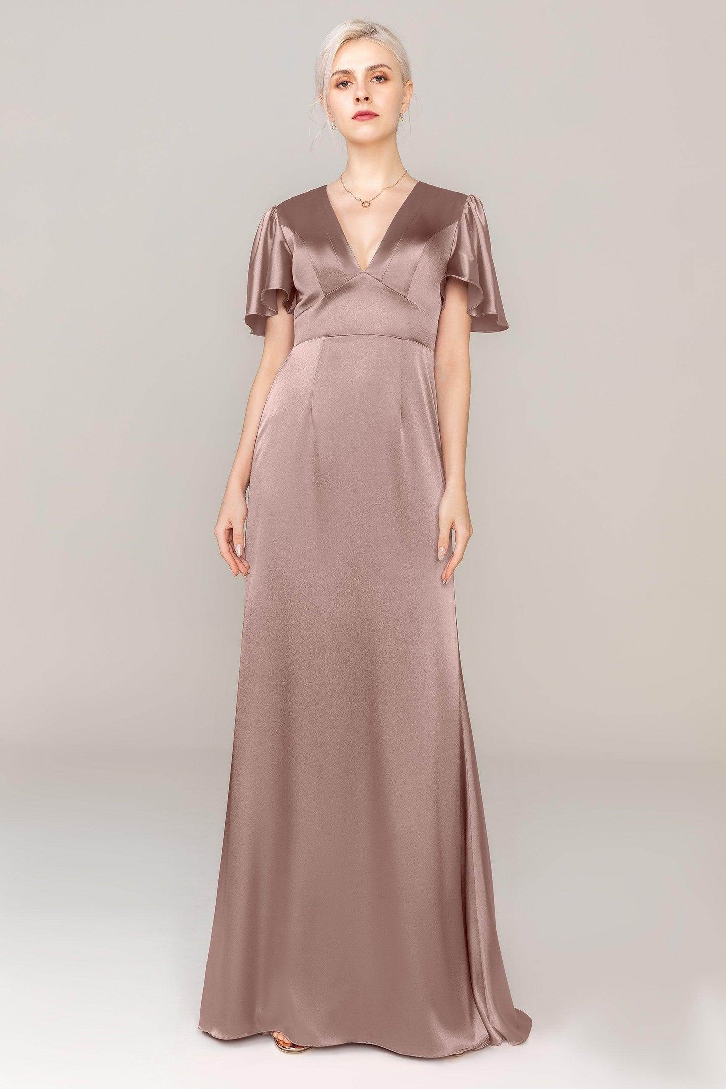 Sheath Sweep Train Luxe Satin Dress CS0312 - COCOMELODY