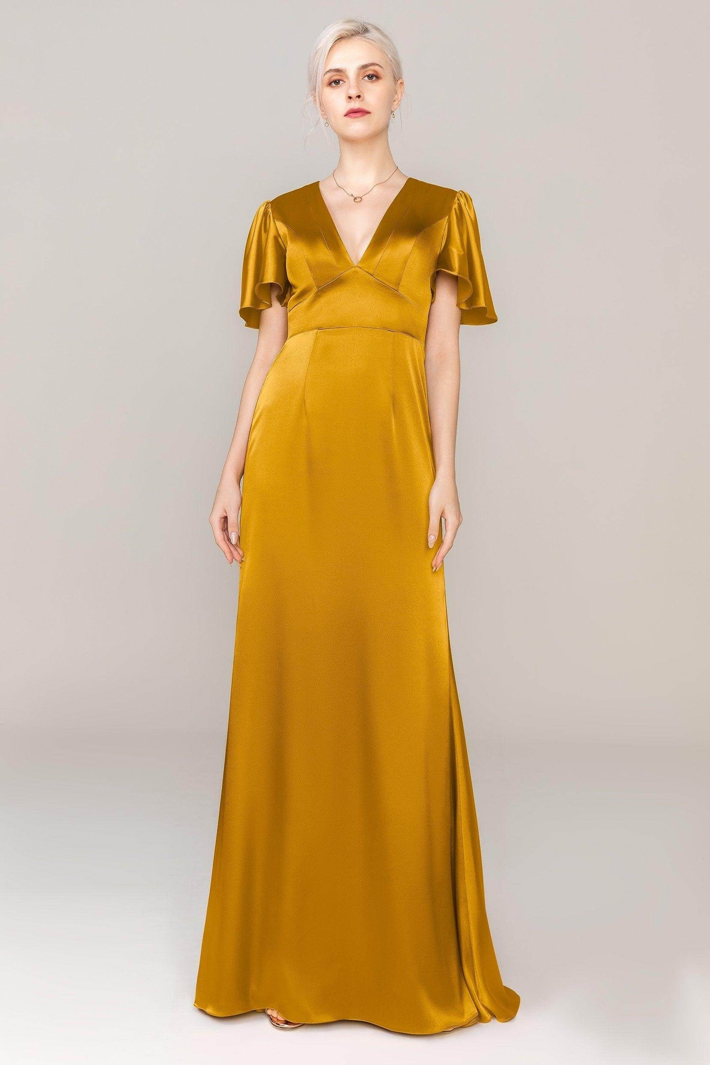 Sheath Sweep Train Luxe Satin Dress CS0312 - COCOMELODY