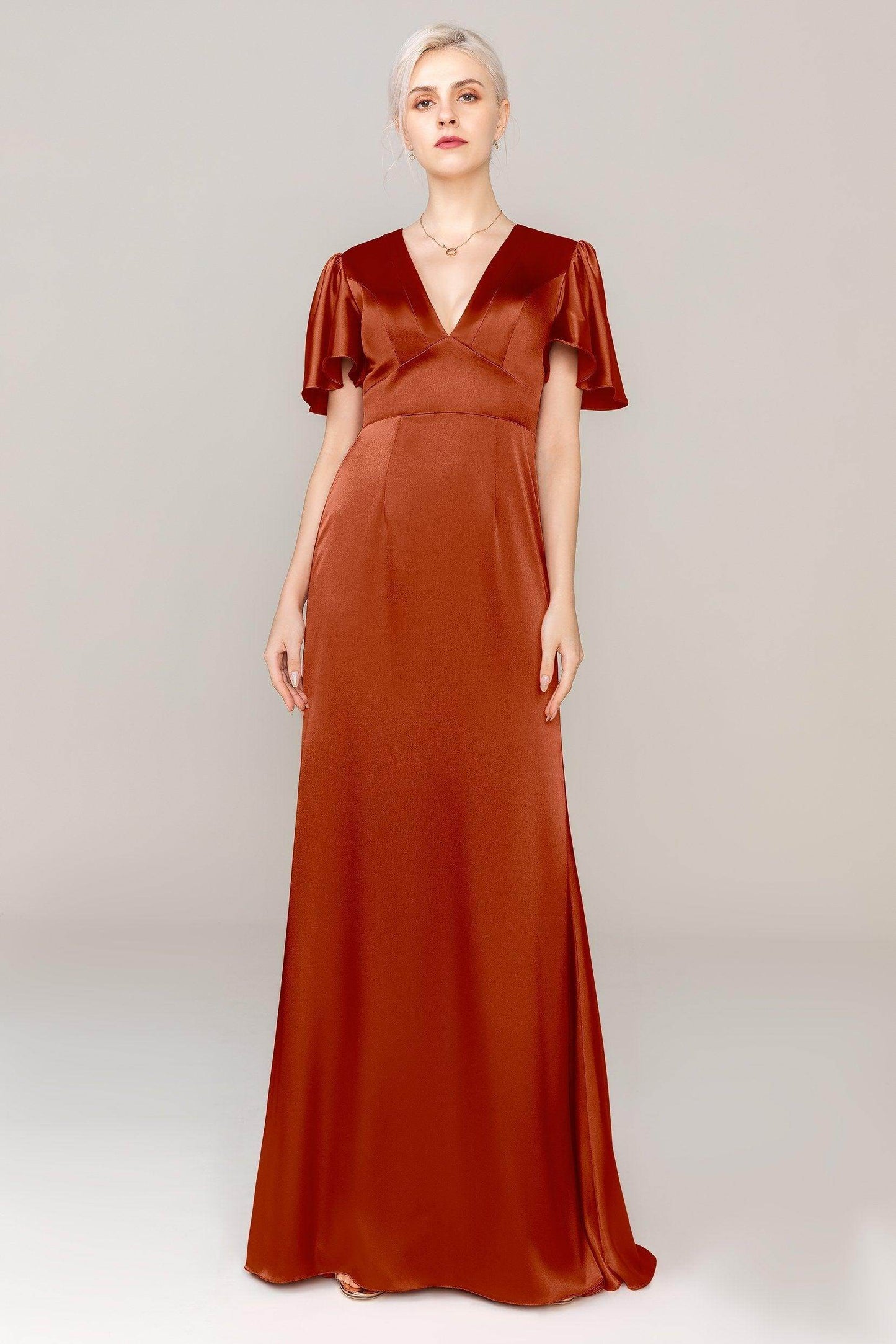 Sheath Sweep Train Luxe Satin Dress CS0312 - COCOMELODY