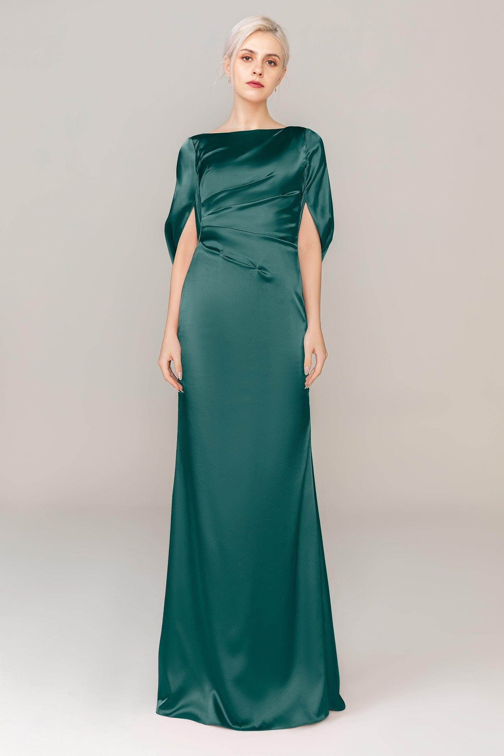 Sheath Sweep Train Luxe Satin Dress CS0314 - COCOMELODY