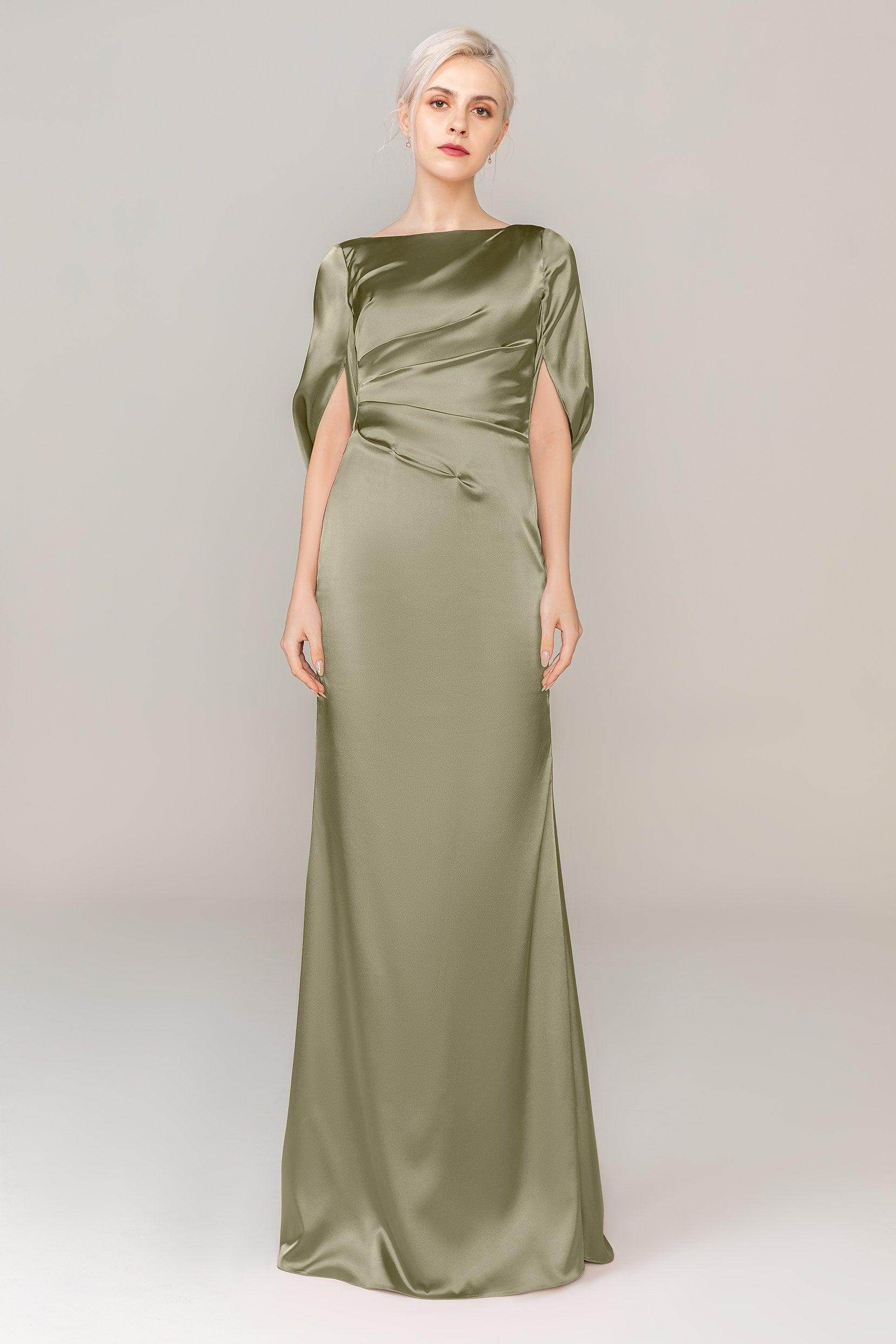 Sheath Sweep Train Luxe Satin Dress CS0314 - COCOMELODY