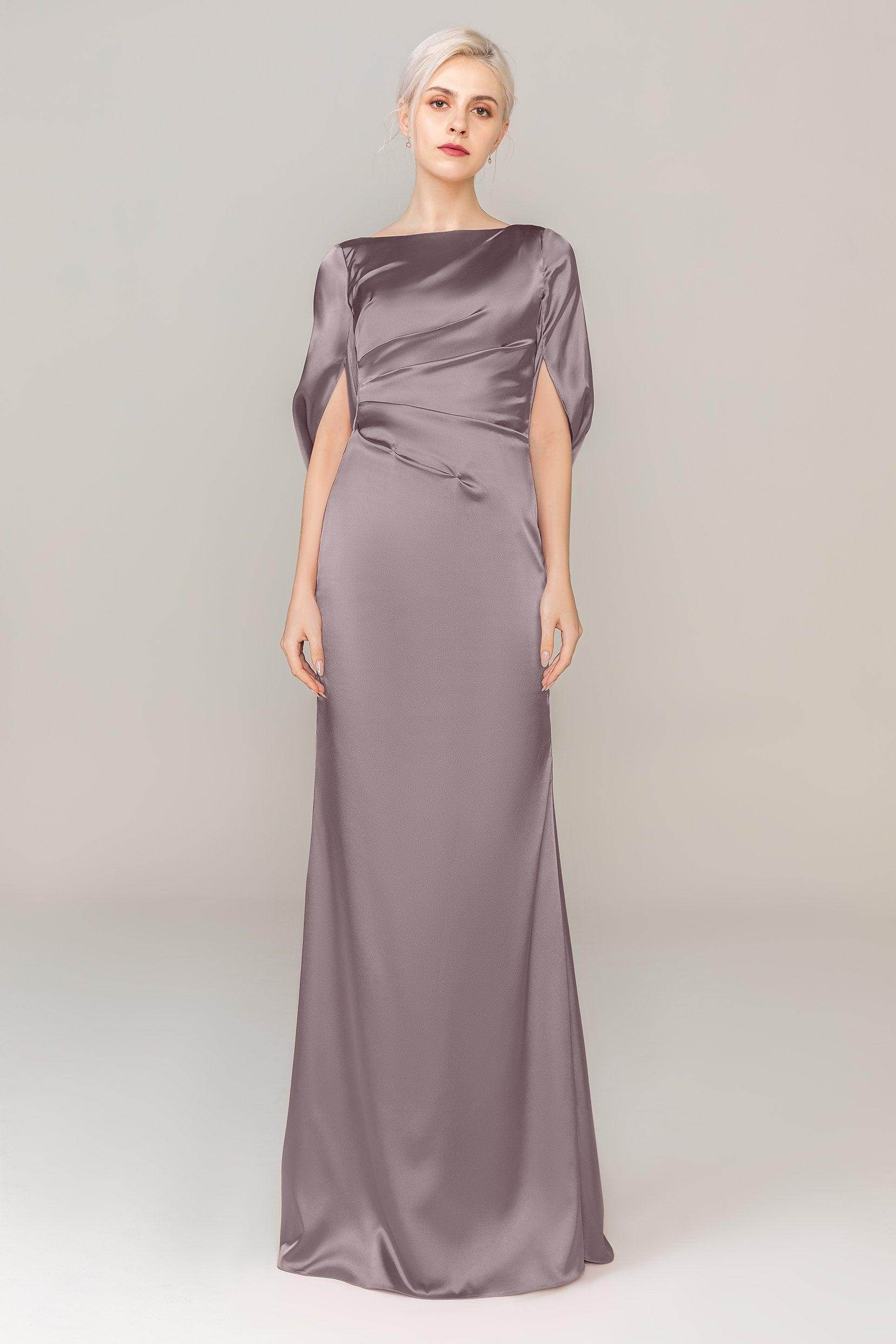 Sheath Sweep Train Luxe Satin Dress CS0314 - COCOMELODY