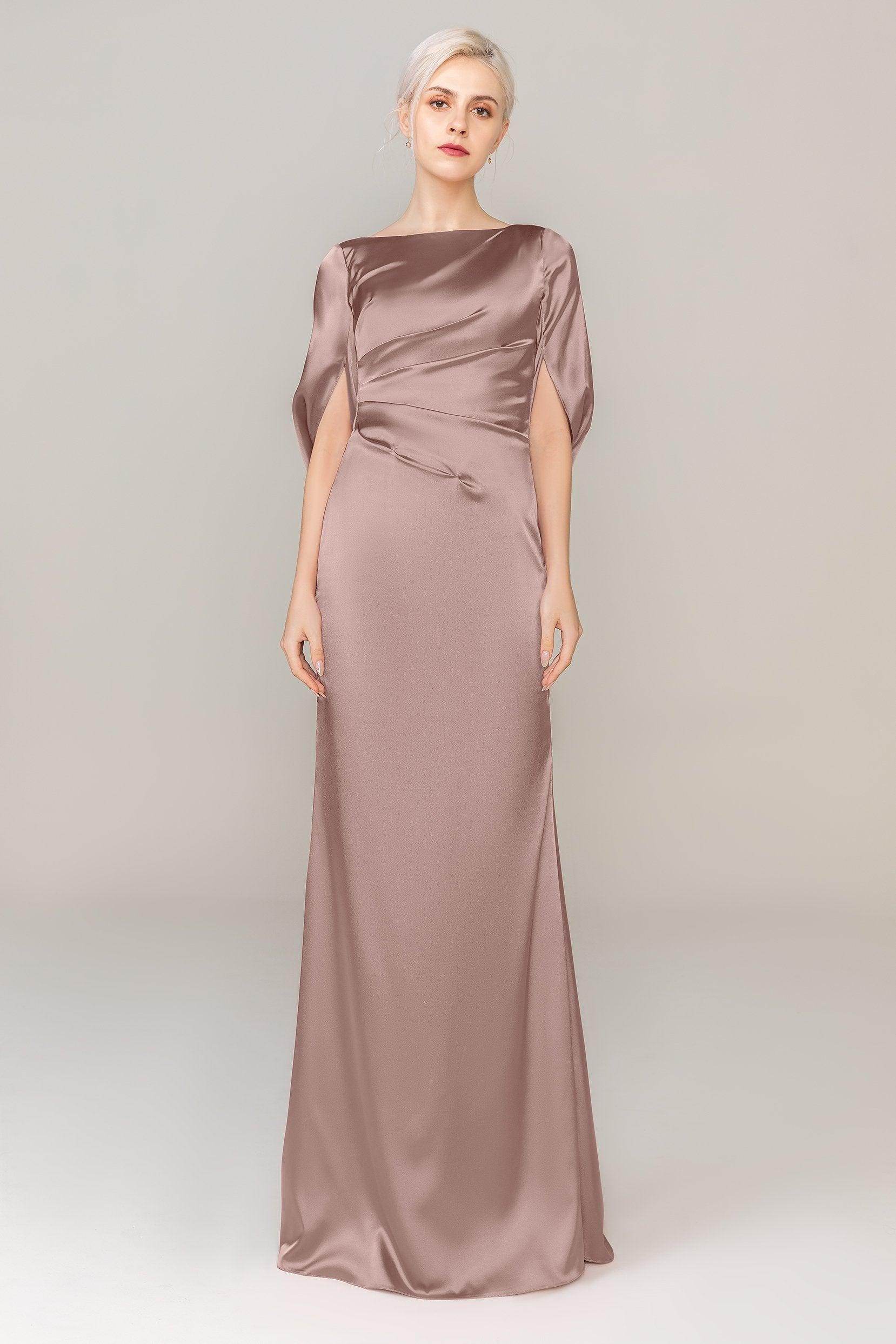 Sheath Sweep Train Luxe Satin Dress CS0314 - COCOMELODY