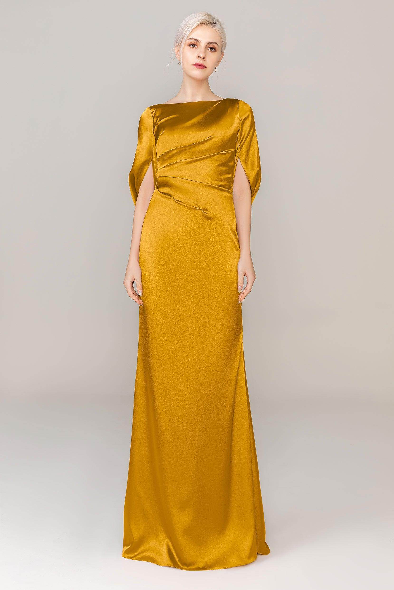 Sheath Sweep Train Luxe Satin Dress CS0314 - COCOMELODY