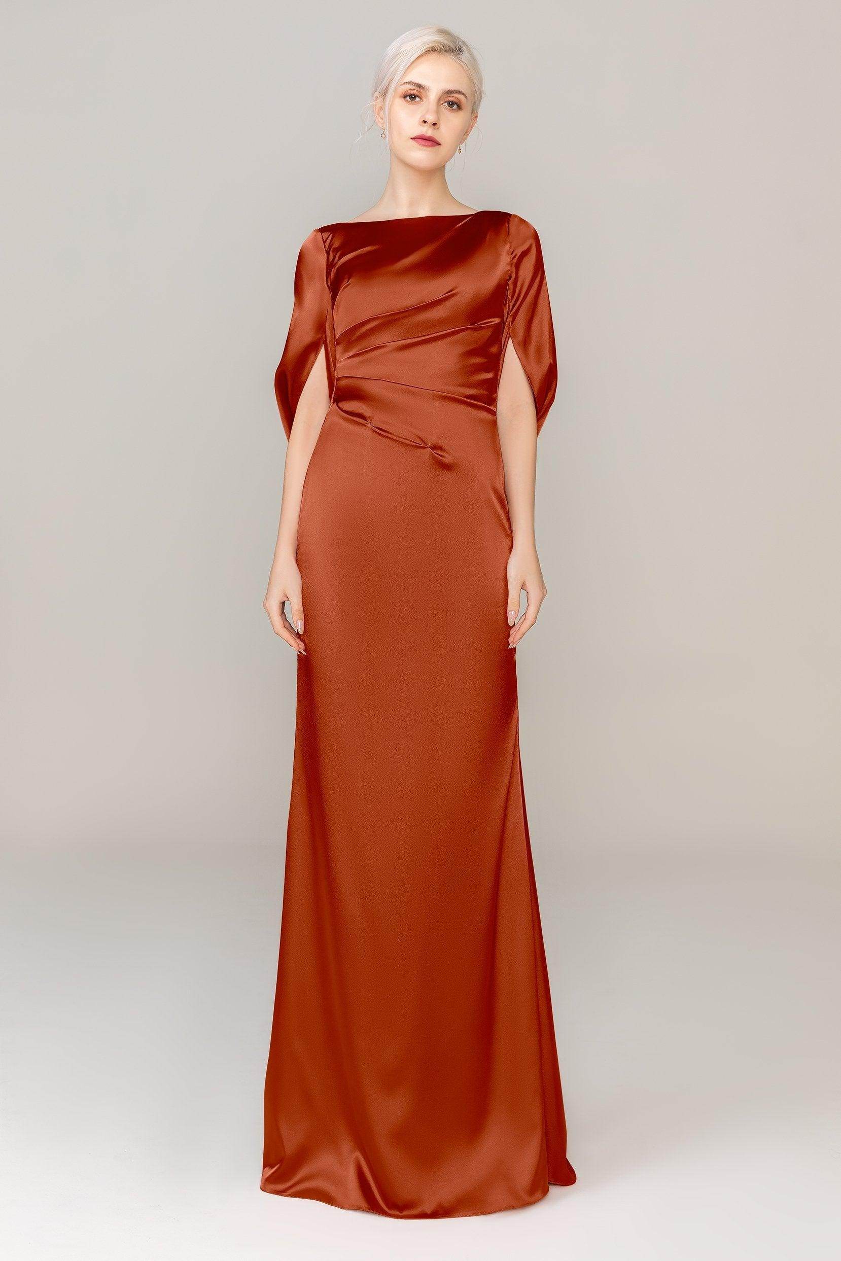 Sheath Sweep Train Luxe Satin Dress CS0314 - COCOMELODY