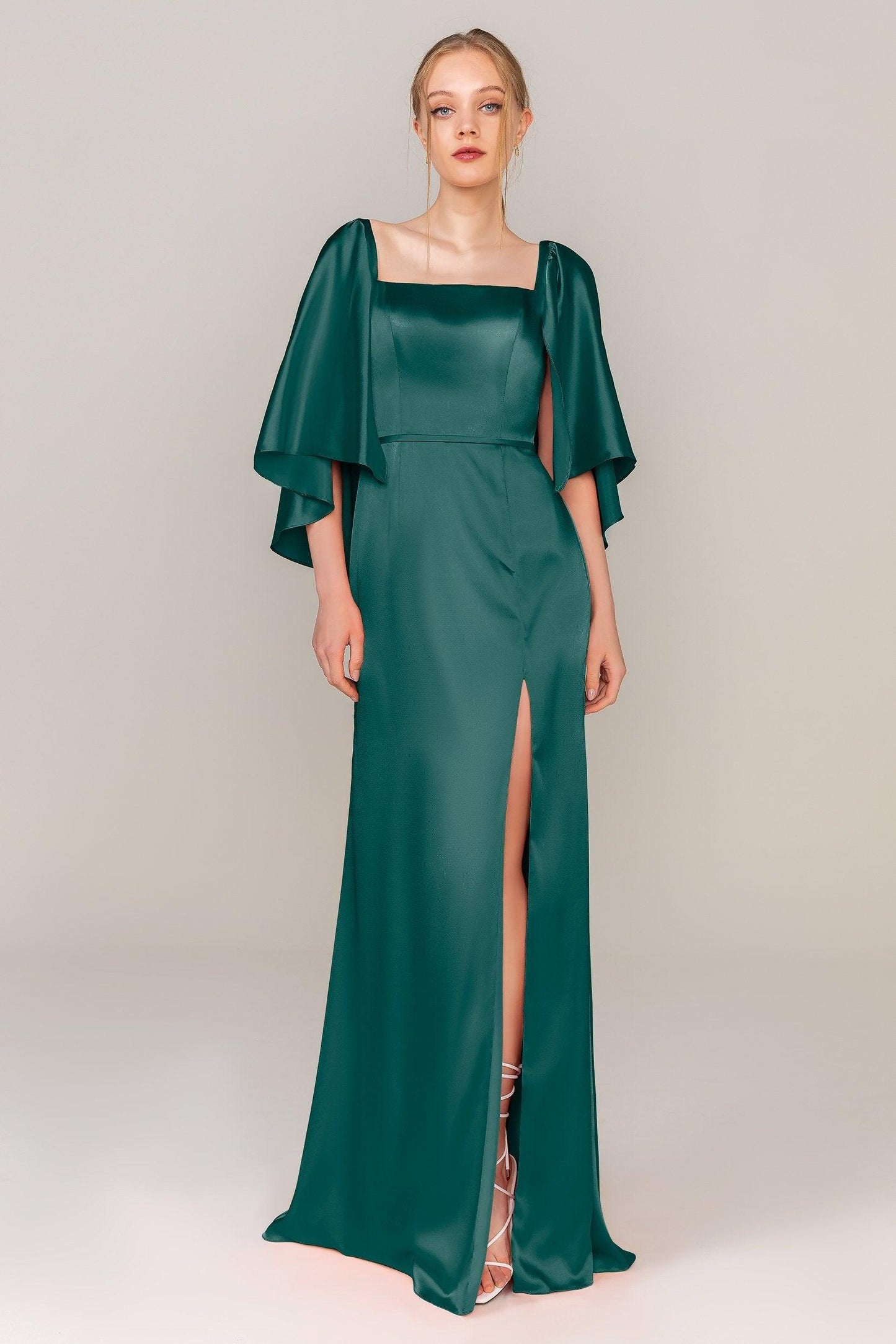 Sheath Sweep Train Luxe Satin Dress CS0320 - COCOMELODY