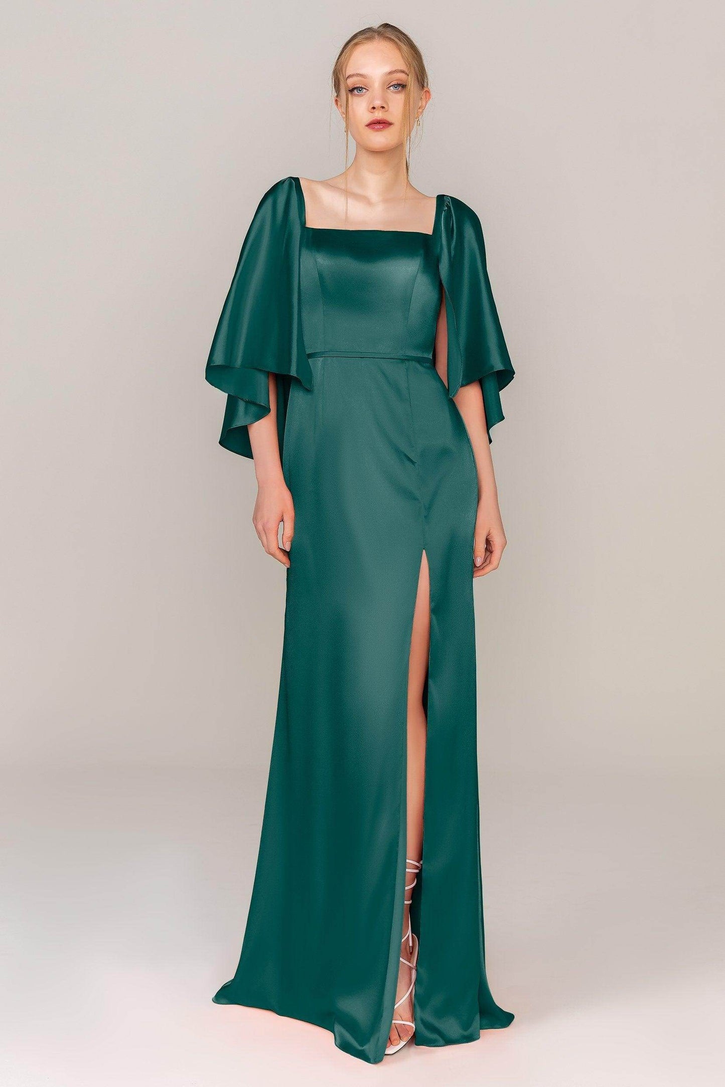 Sheath Sweep Train Luxe Satin Dress CS0320 - COCOMELODY