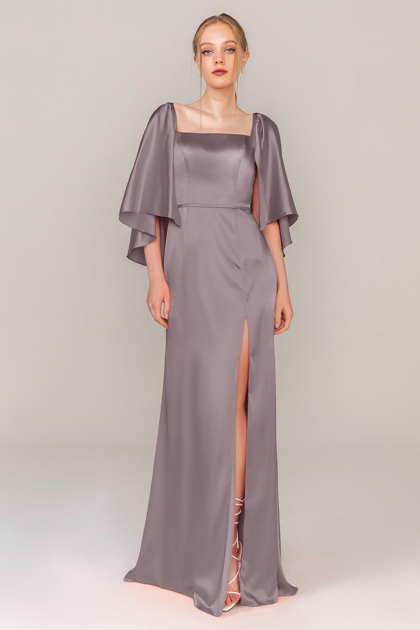 Sheath Sweep Train Luxe Satin Dress CS0320 - COCOMELODY