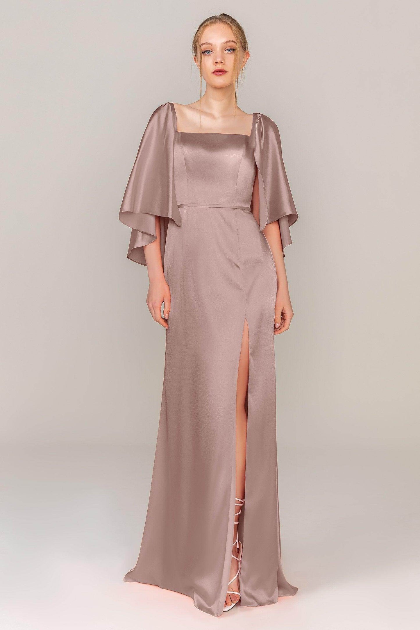 Sheath Sweep Train Luxe Satin Dress CS0320 - COCOMELODY