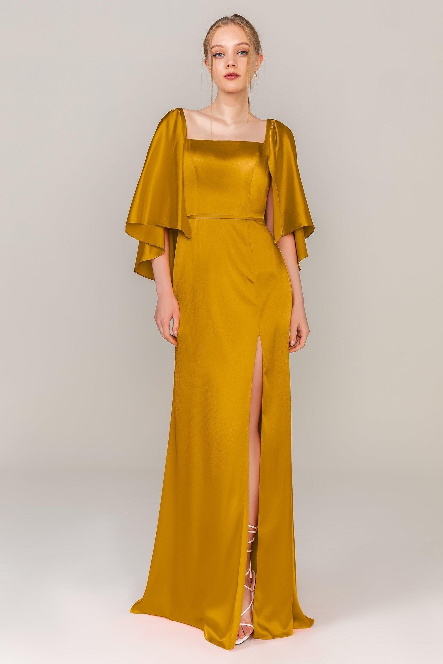 Sheath Sweep Train Luxe Satin Dress CS0320 - COCOMELODY