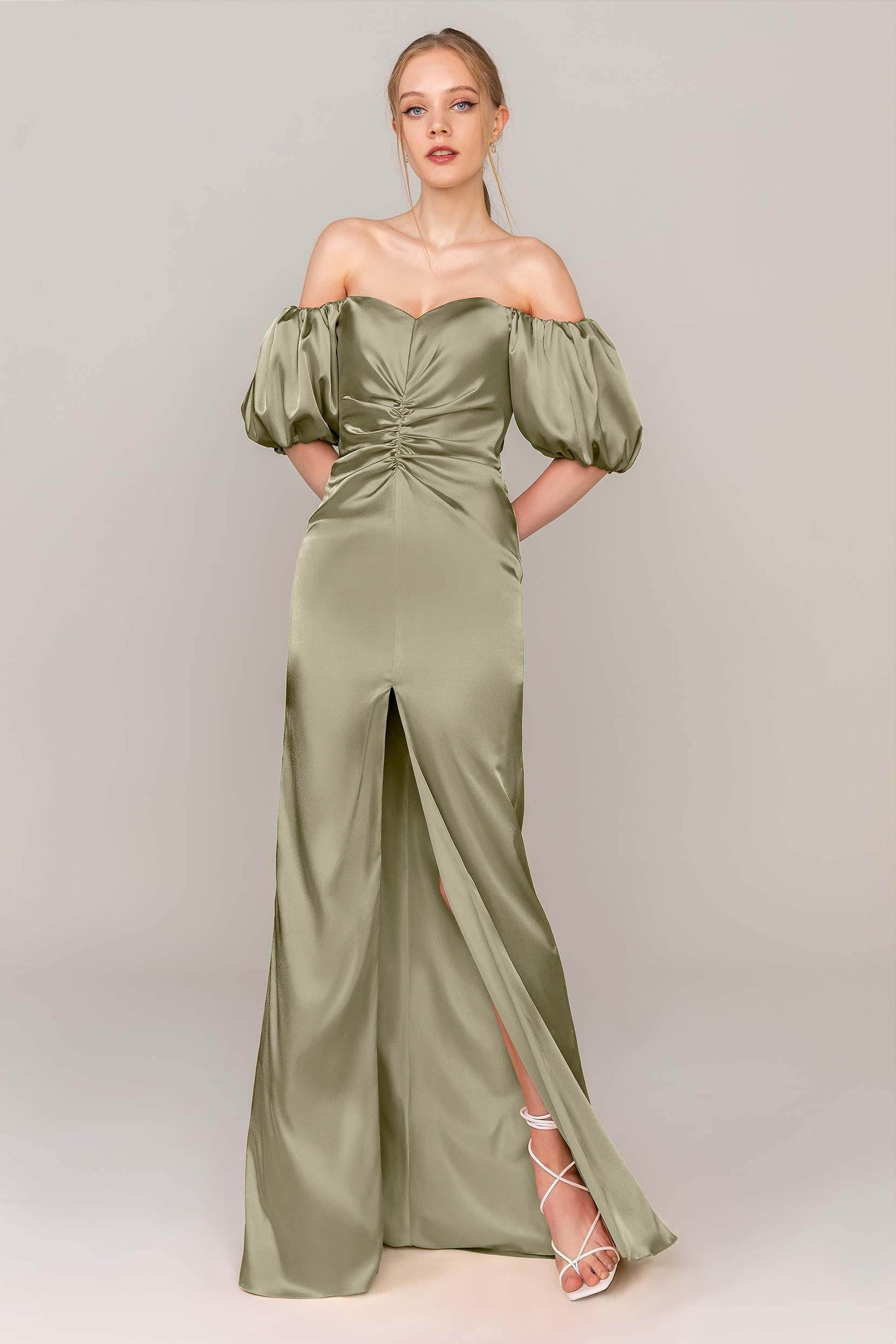 Sheath Floor Length Luxe Satin Dress CS0322 - COCOMELODY