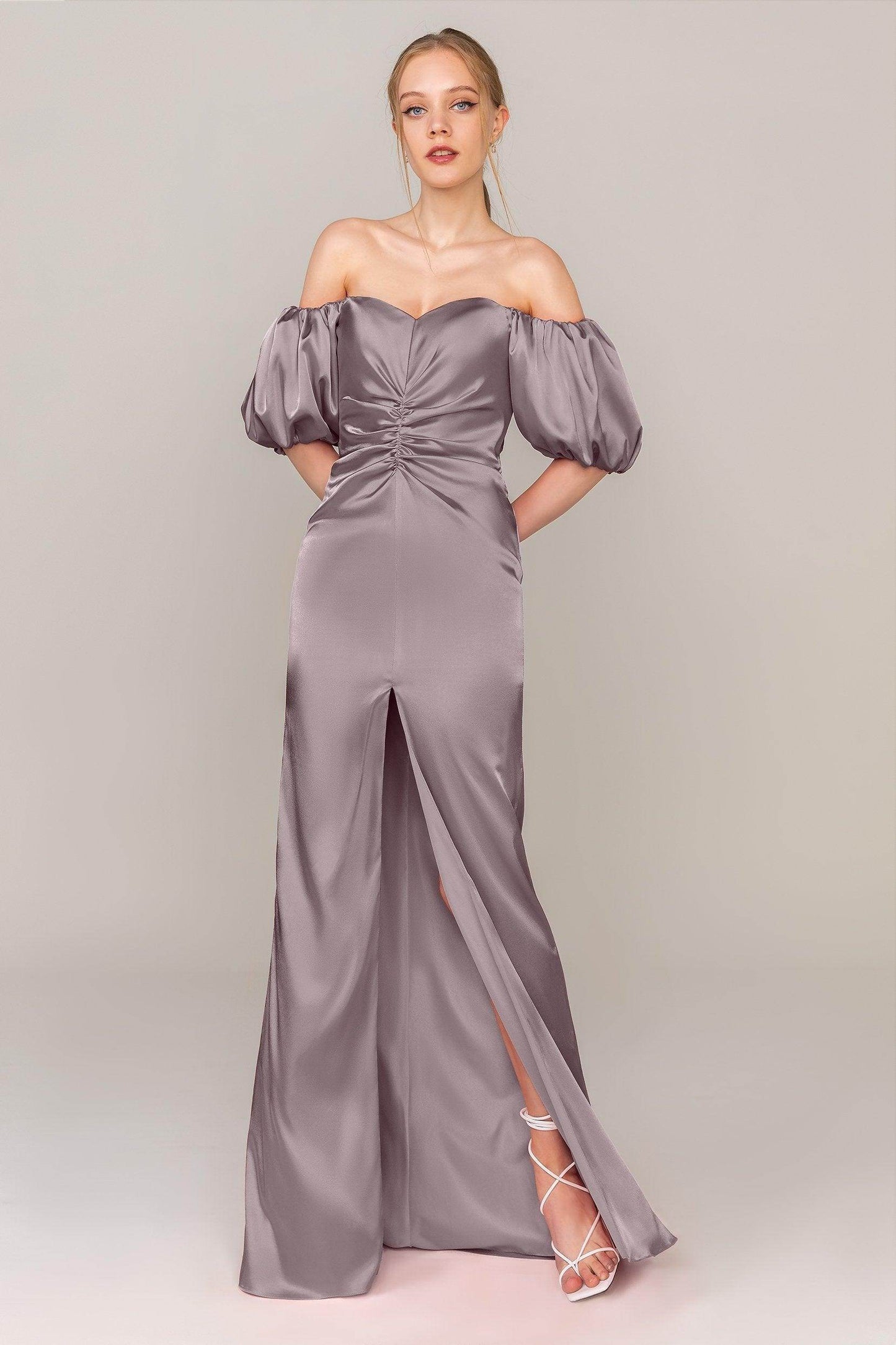 Sheath Floor Length Luxe Satin Dress CS0322 - COCOMELODY