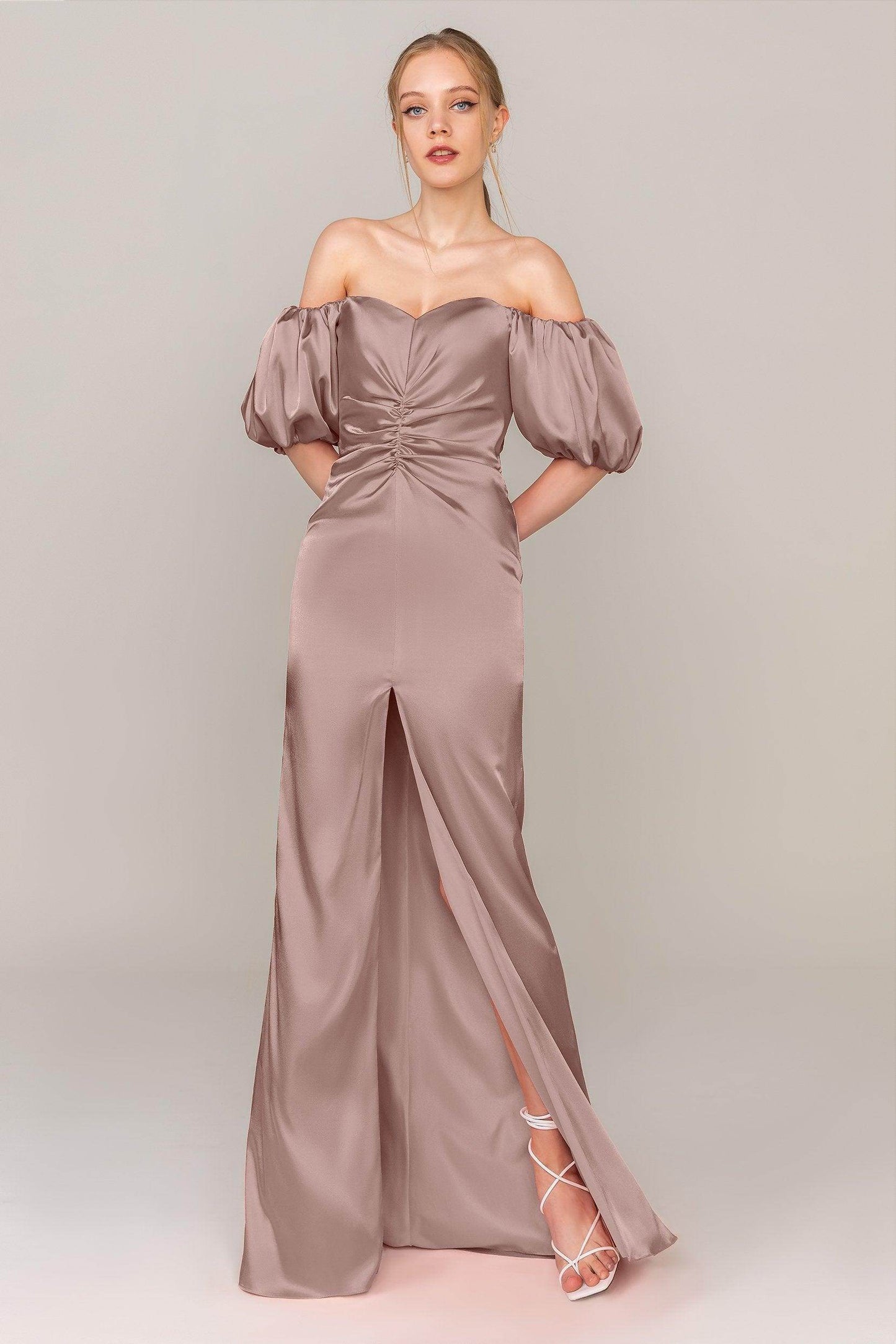 Sheath Floor Length Luxe Satin Dress CS0322 - COCOMELODY