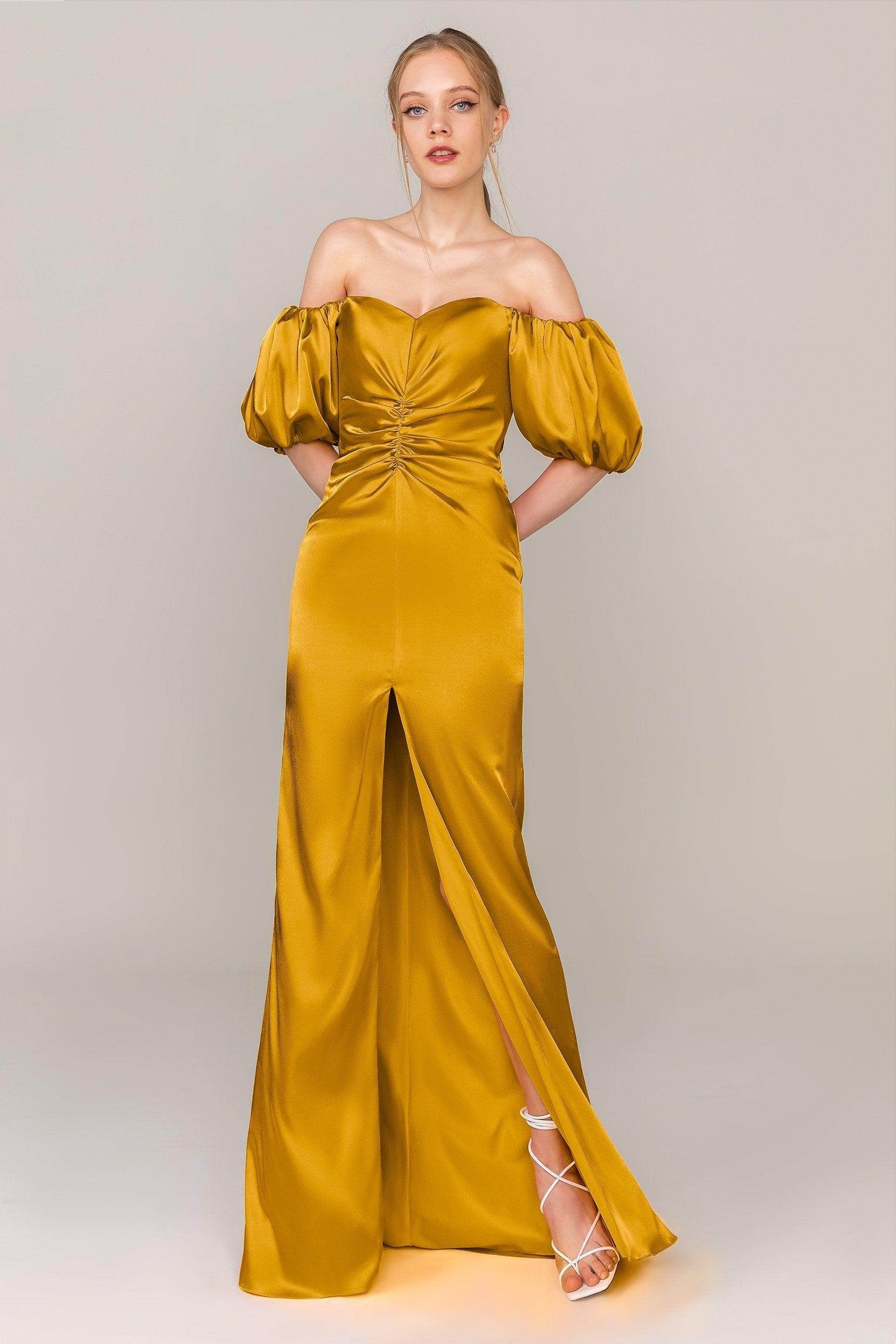 Sheath Floor Length Luxe Satin Dress CS0322 - COCOMELODY