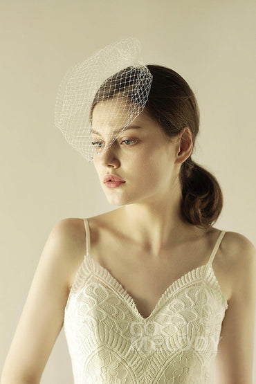 One-tier Cut Edge Tulle Blusher Veils with Rhinestone CV0237 - COCOMELODY