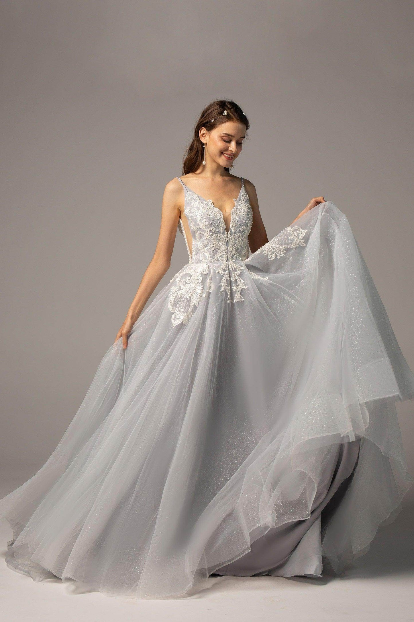 A-Line Court Train Tulle Wedding Dress CW2237 - COCOMELODY