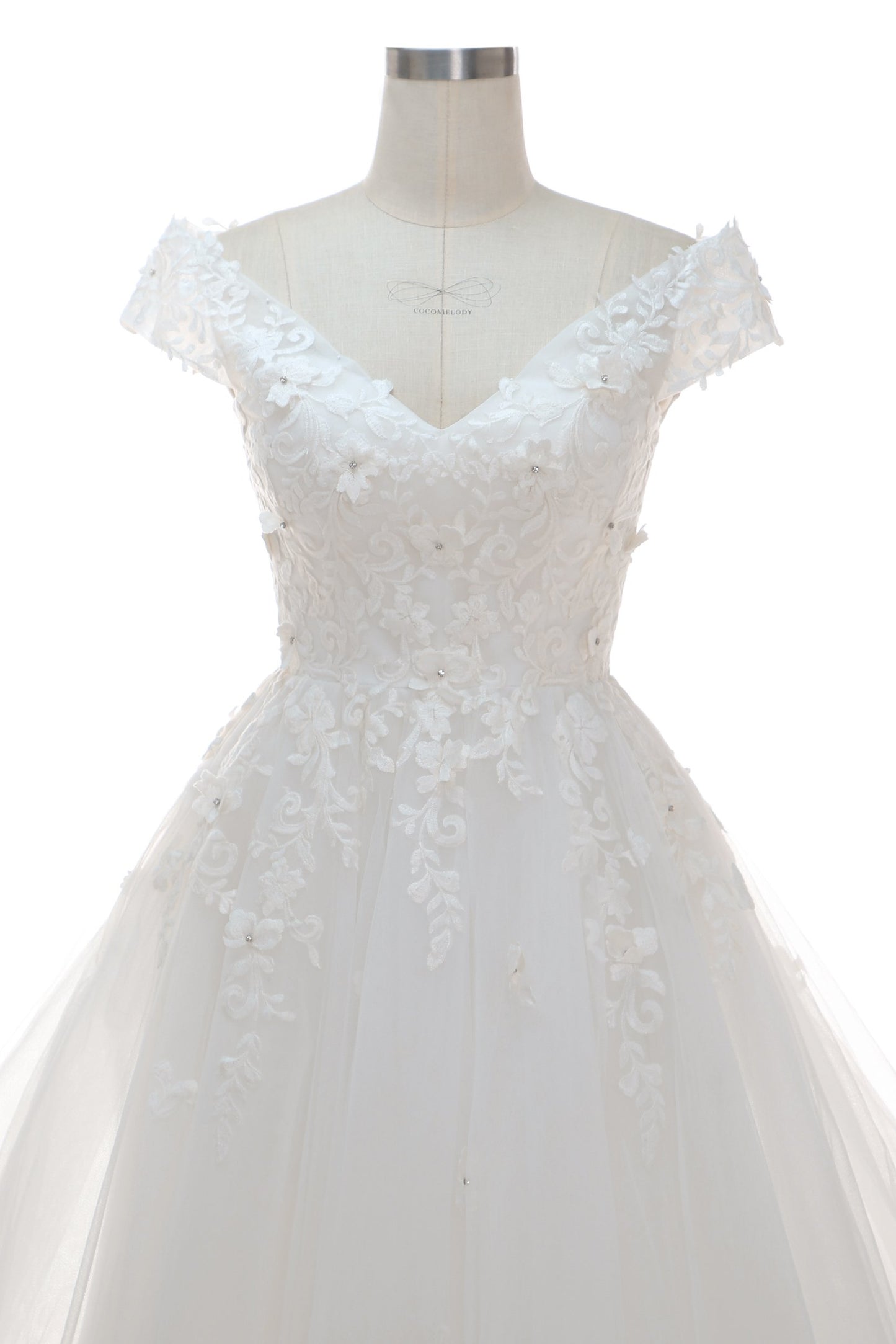 A-Line Court Train Tulle Elastic Satin Wedding Dress CW2327