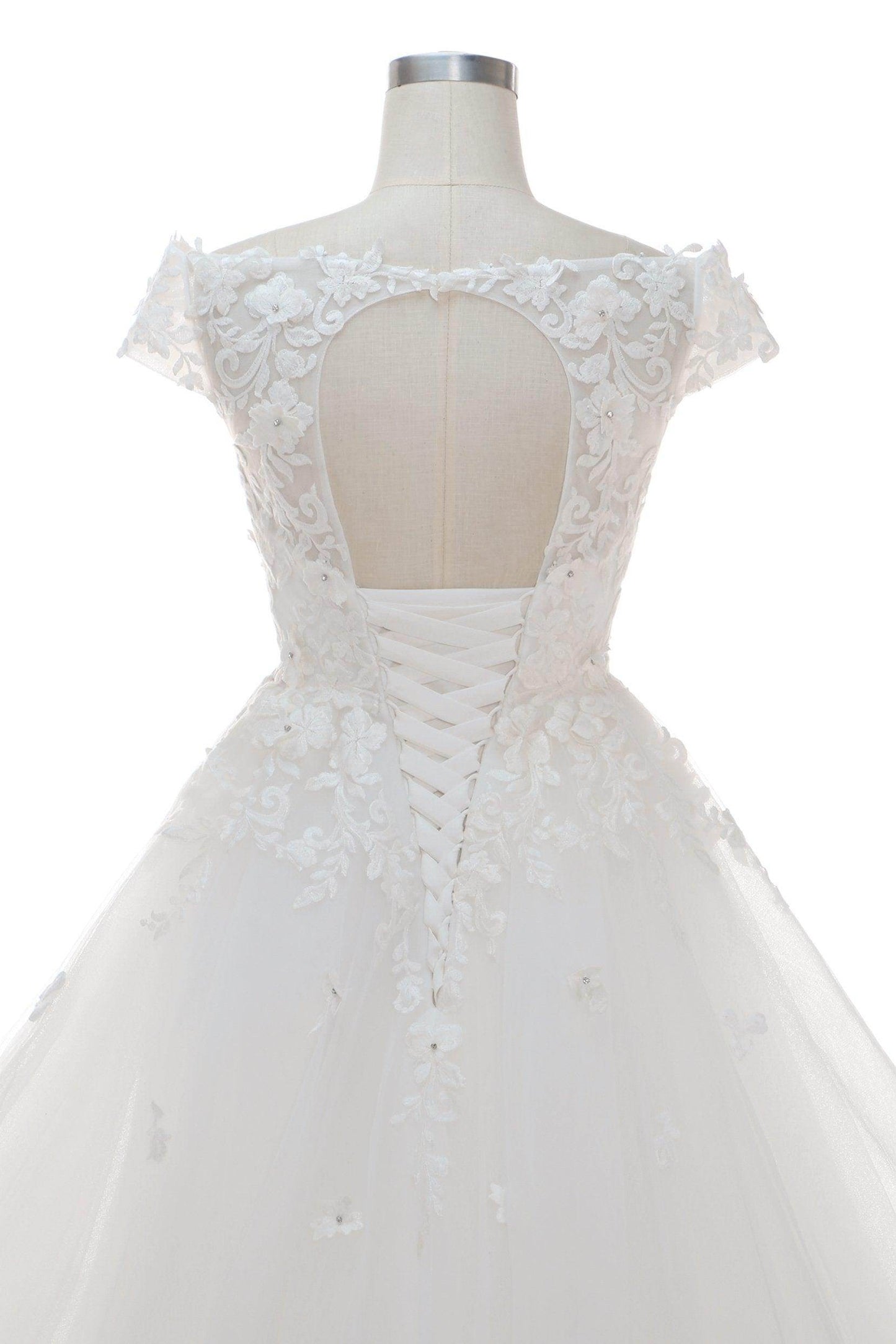 A-Line Court Train Tulle Elastic Satin Wedding Dress CW2327 - COCOMELODY