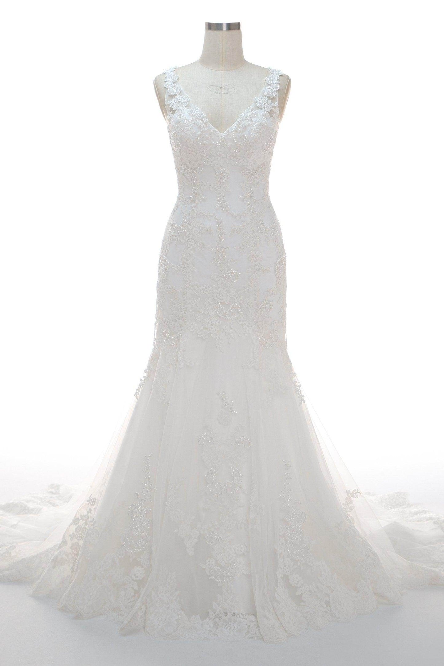 Trumpet-Mermaid Court Train Tulle Wedding Dress CW2330 - COCOMELODY