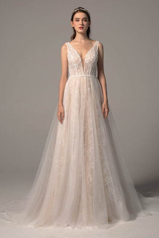 A-Line Court Train Tulle Wedding Dress CW2367