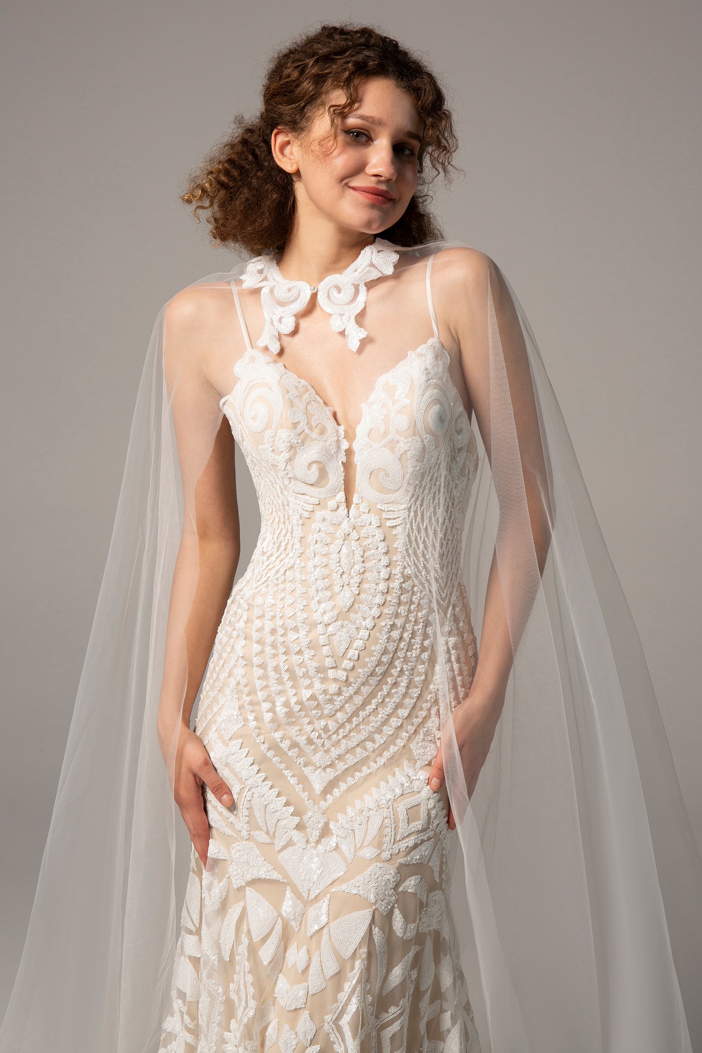 Trumpet-Mermaid Chapel Train Lace Wedding Dress CW2380