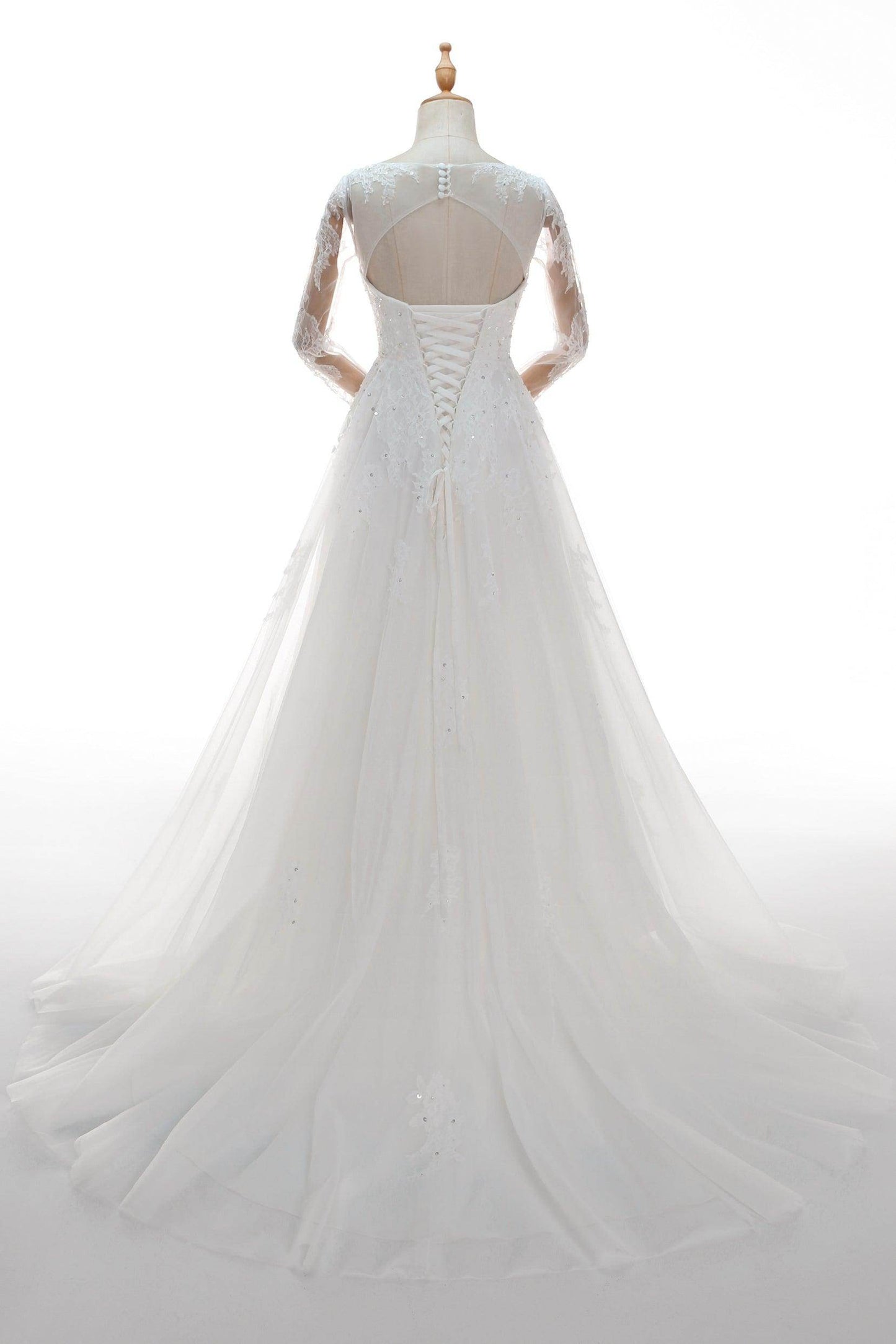 A-Line Court Train Tulle Wedding Dress CW2336 - COCOMELODY