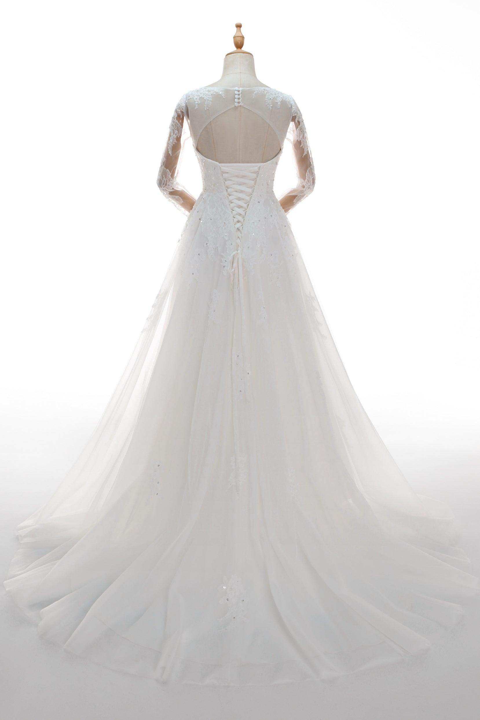 A-Line Court Train Tulle Wedding Dress CW2336 - COCOMELODY