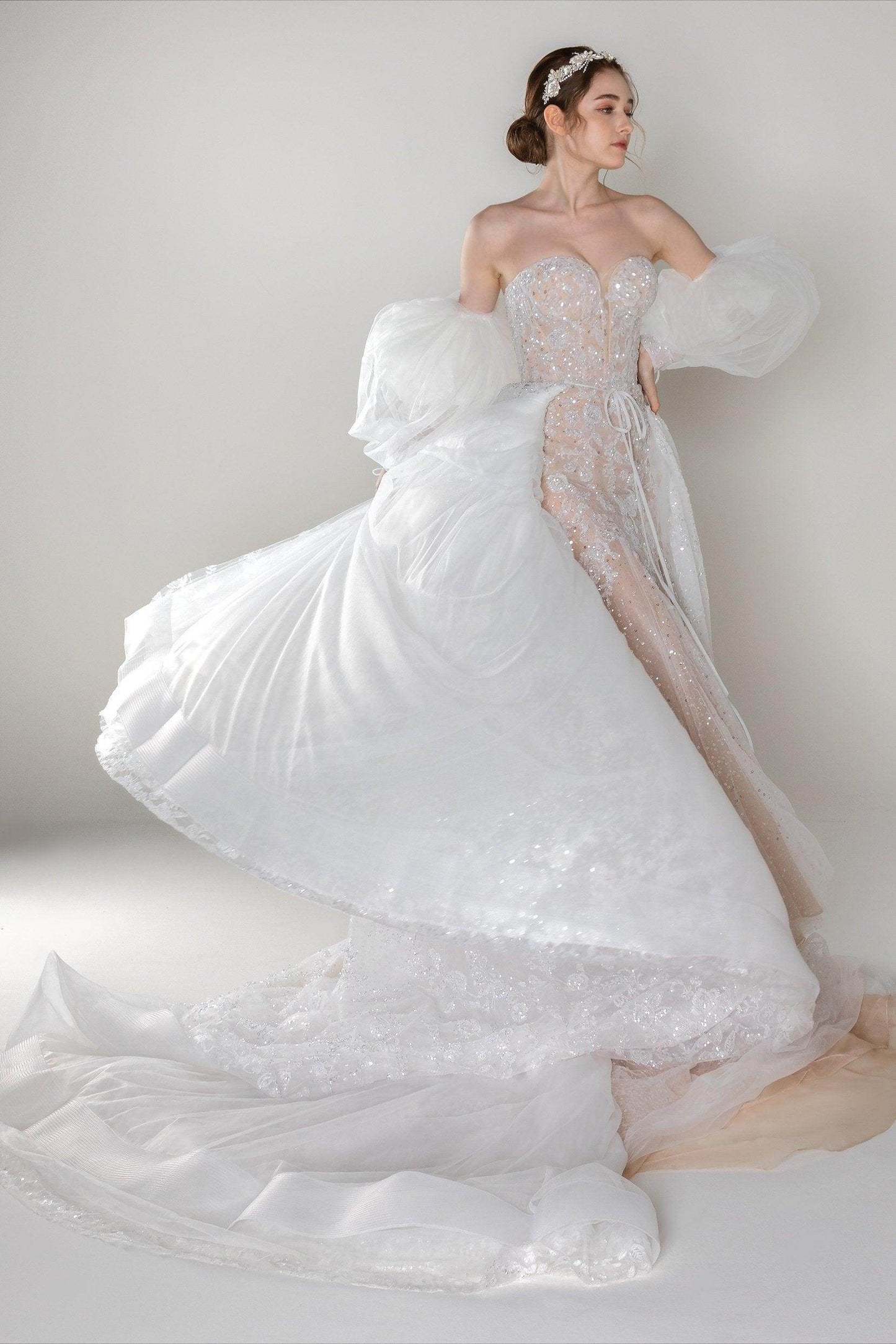 Trumpet-Mermaid Chapel Train Lace Wedding Dress CW2493 - COCOMELODY