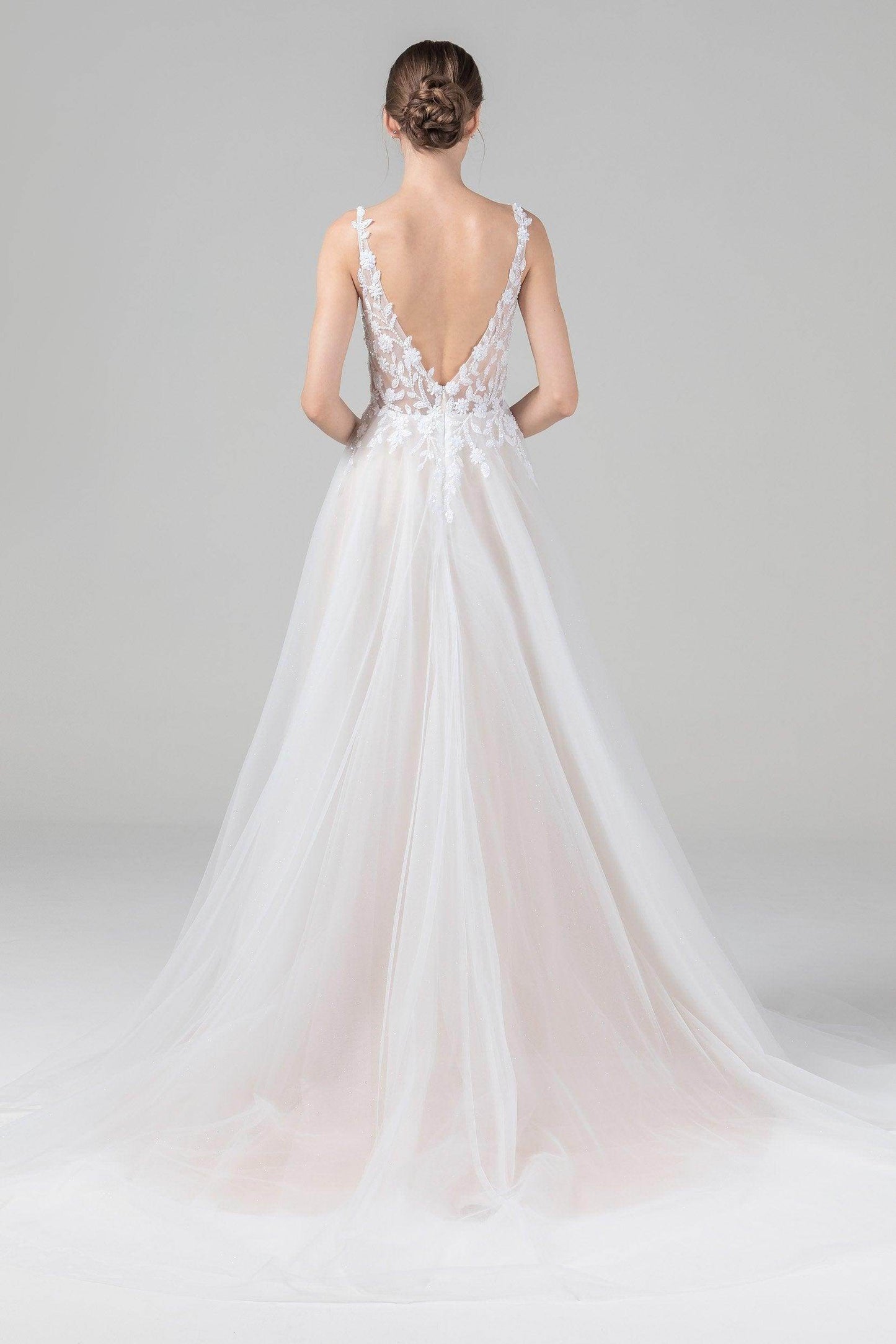 A-Line Court Train Tulle Lace Wedding Dress CW2585CR - COCOMELODY