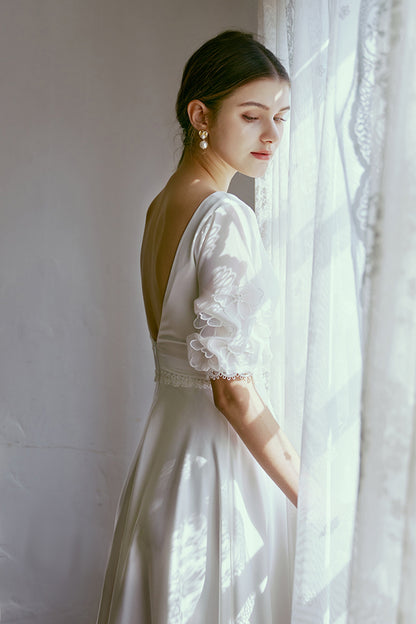 Sheath Floor Length Elastic Cloth Wedding Dress CW2677
